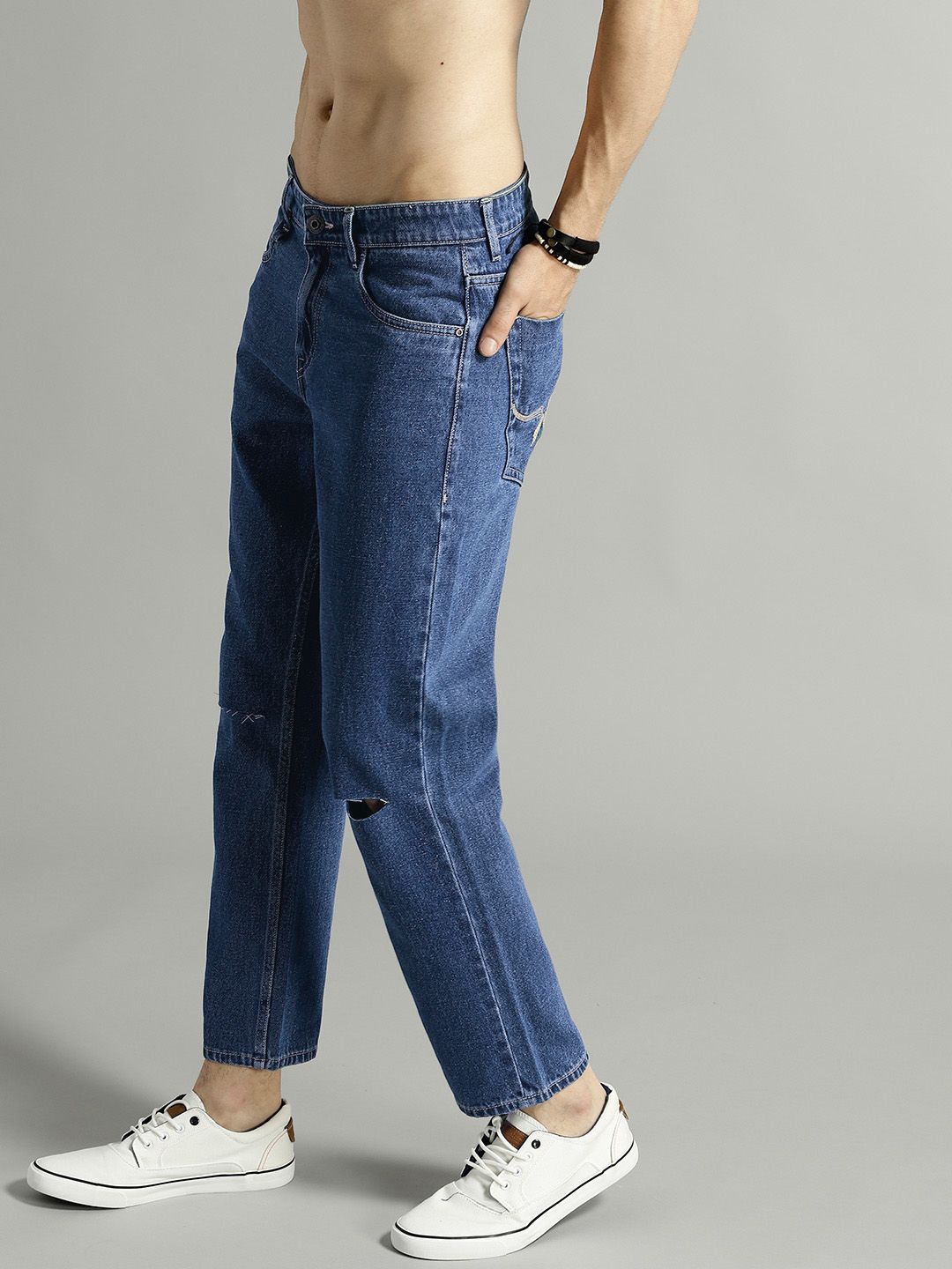 Roadster Men Blue Slim Fit Mid-Rise Slash Knee Jeans