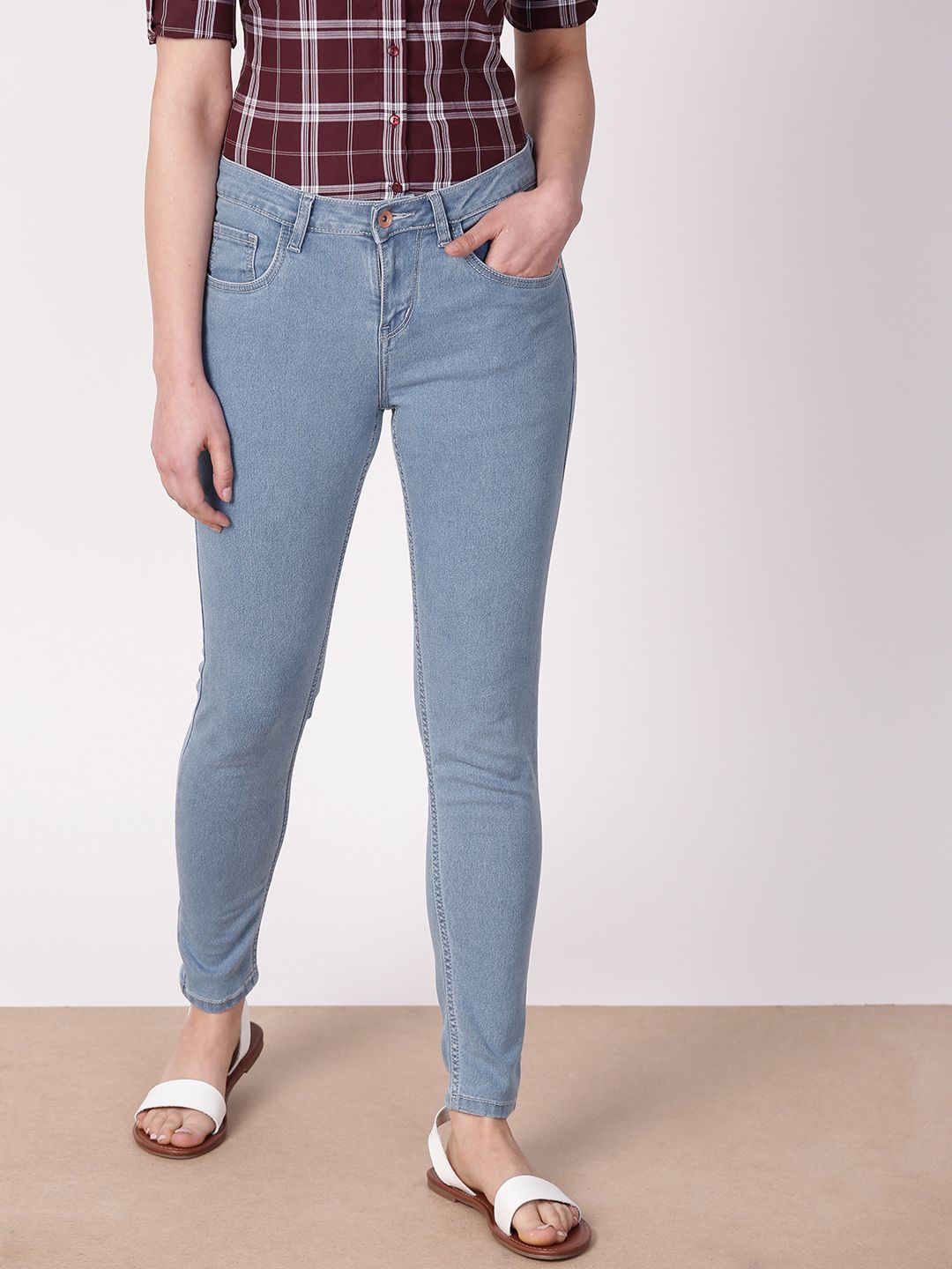 ether Women Blue Skinny Fit Mid-Rise Clean Look Stretchable Jeans
