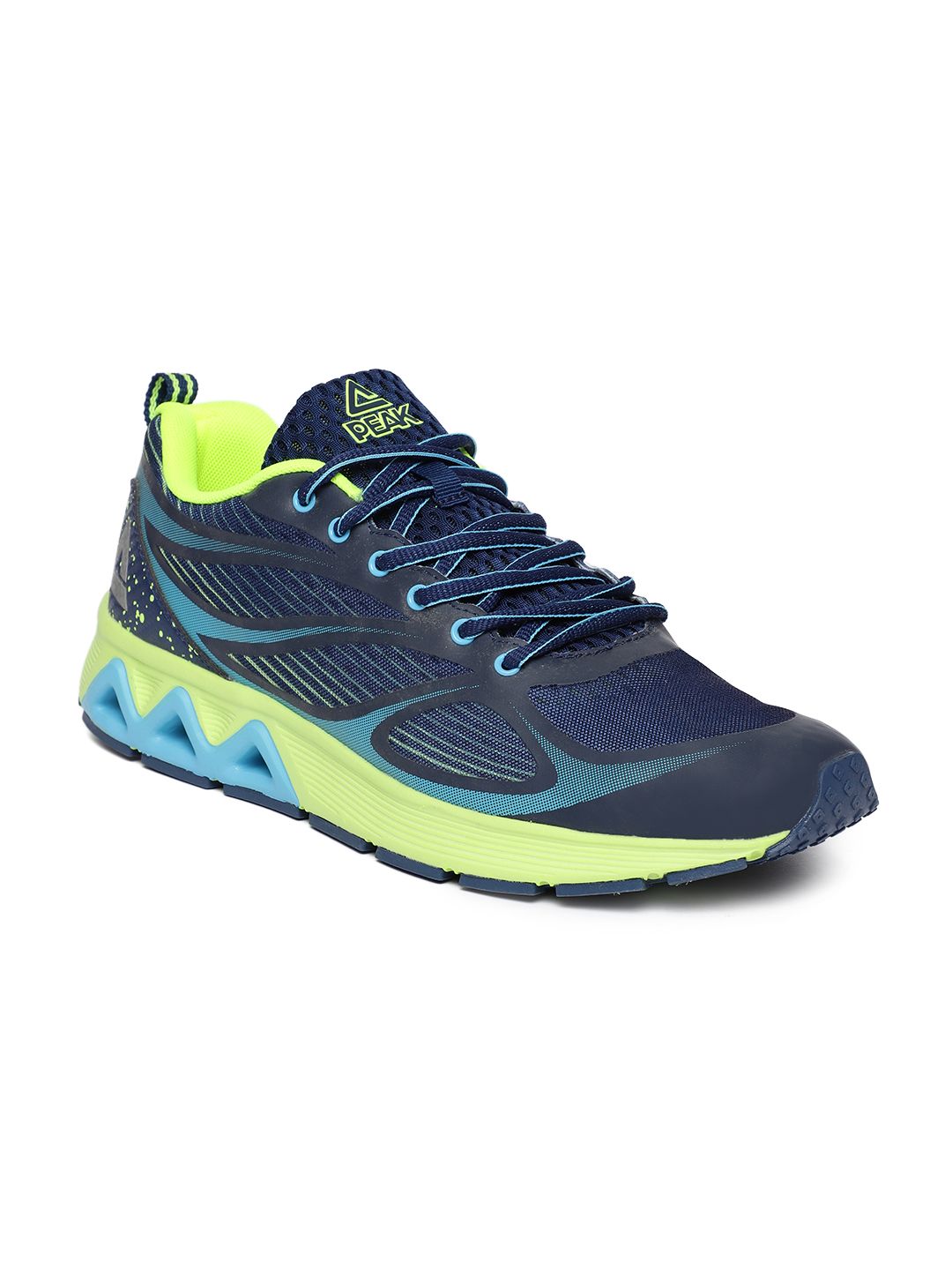 PEAK Men Blue & Fluorescent Green Running Shoes