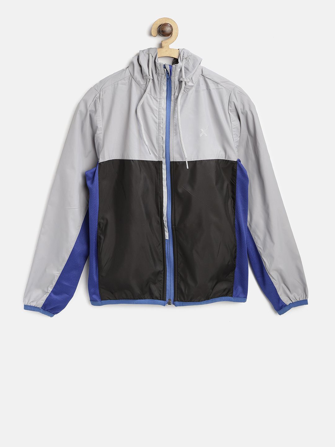 HRX by Hrithik Roshan Boys Black & Grey Colourblocked Sporty Jacket