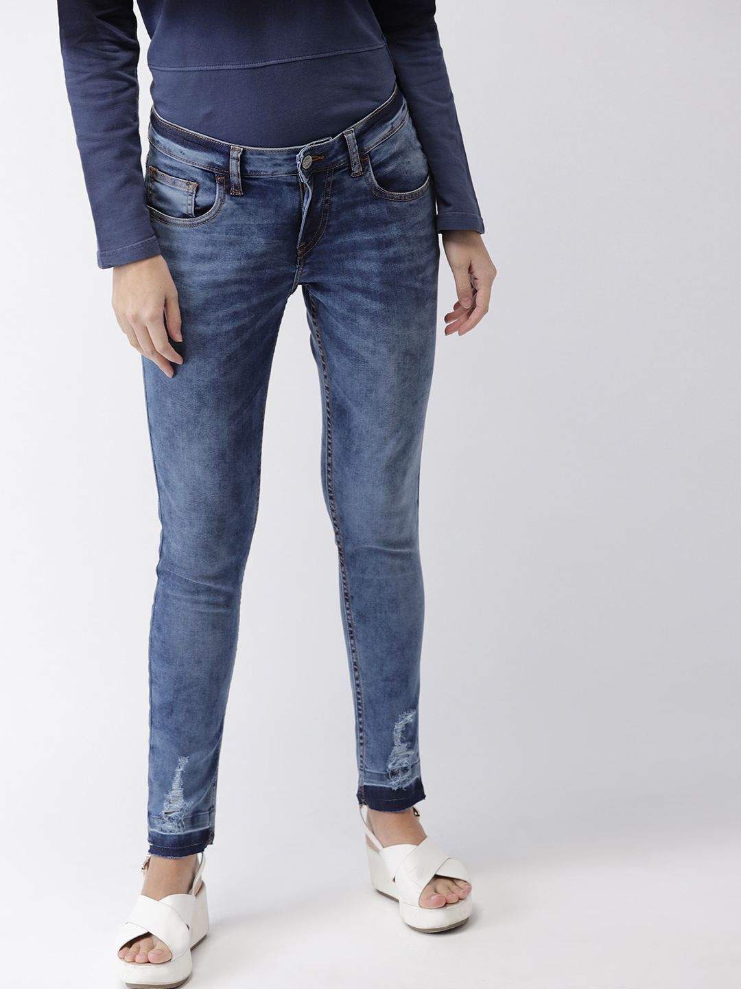 Mast & Harbour Women Blue Skinny Fit Mid-Rise Clean Look Stretchable Jeans