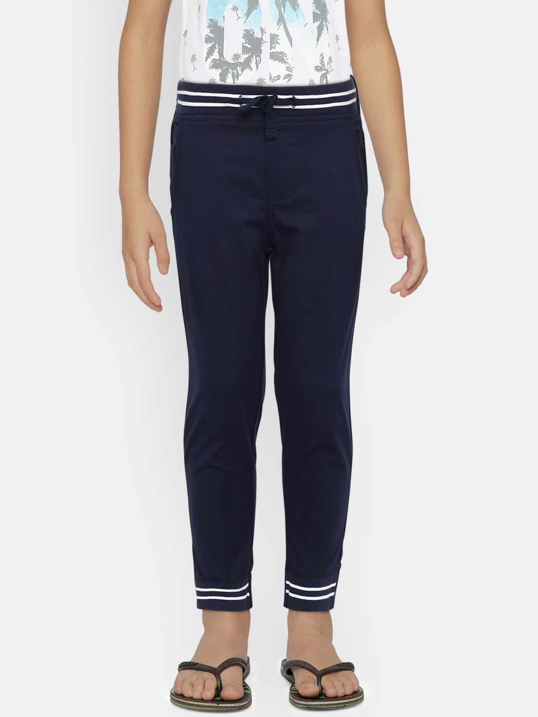 United Colors of Benetton Boys Navy Blue Regular Fit Solid Joggers