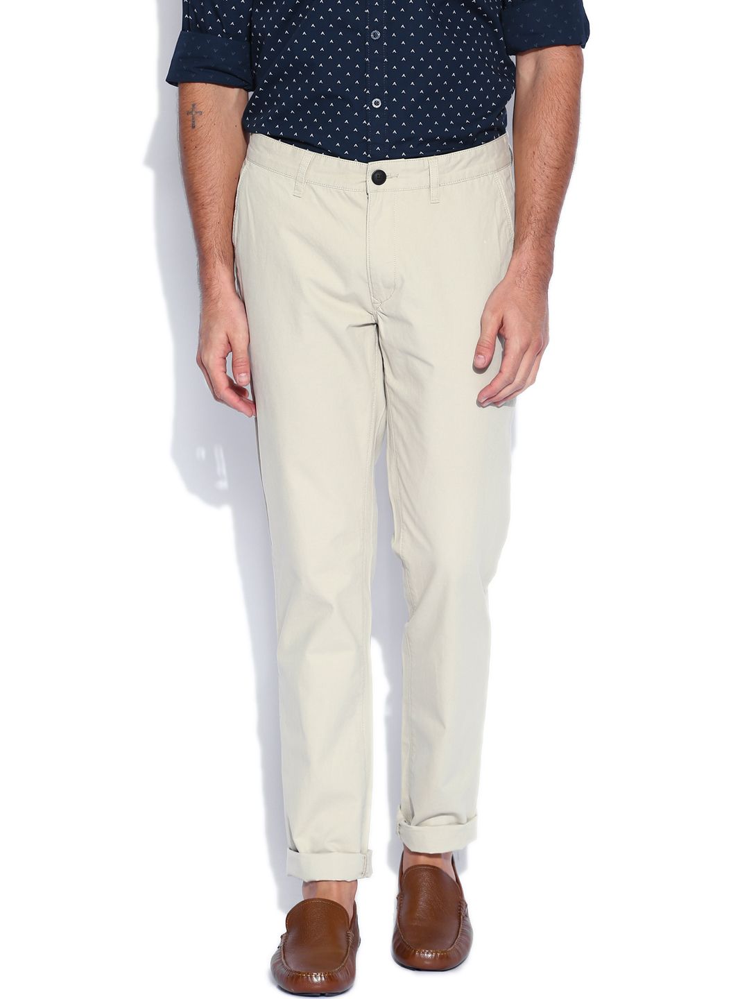 John Players Beige Slim Fit Trousers