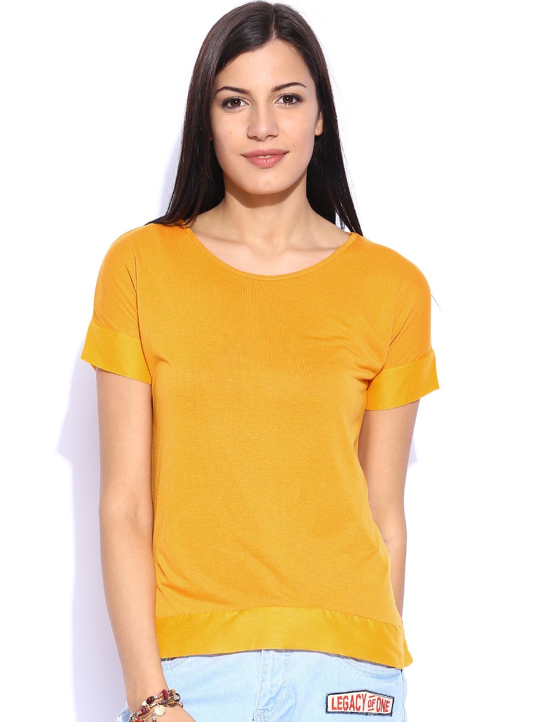 IZABEL LONDON by Pantaloons Mustard Yellow Solid Top
