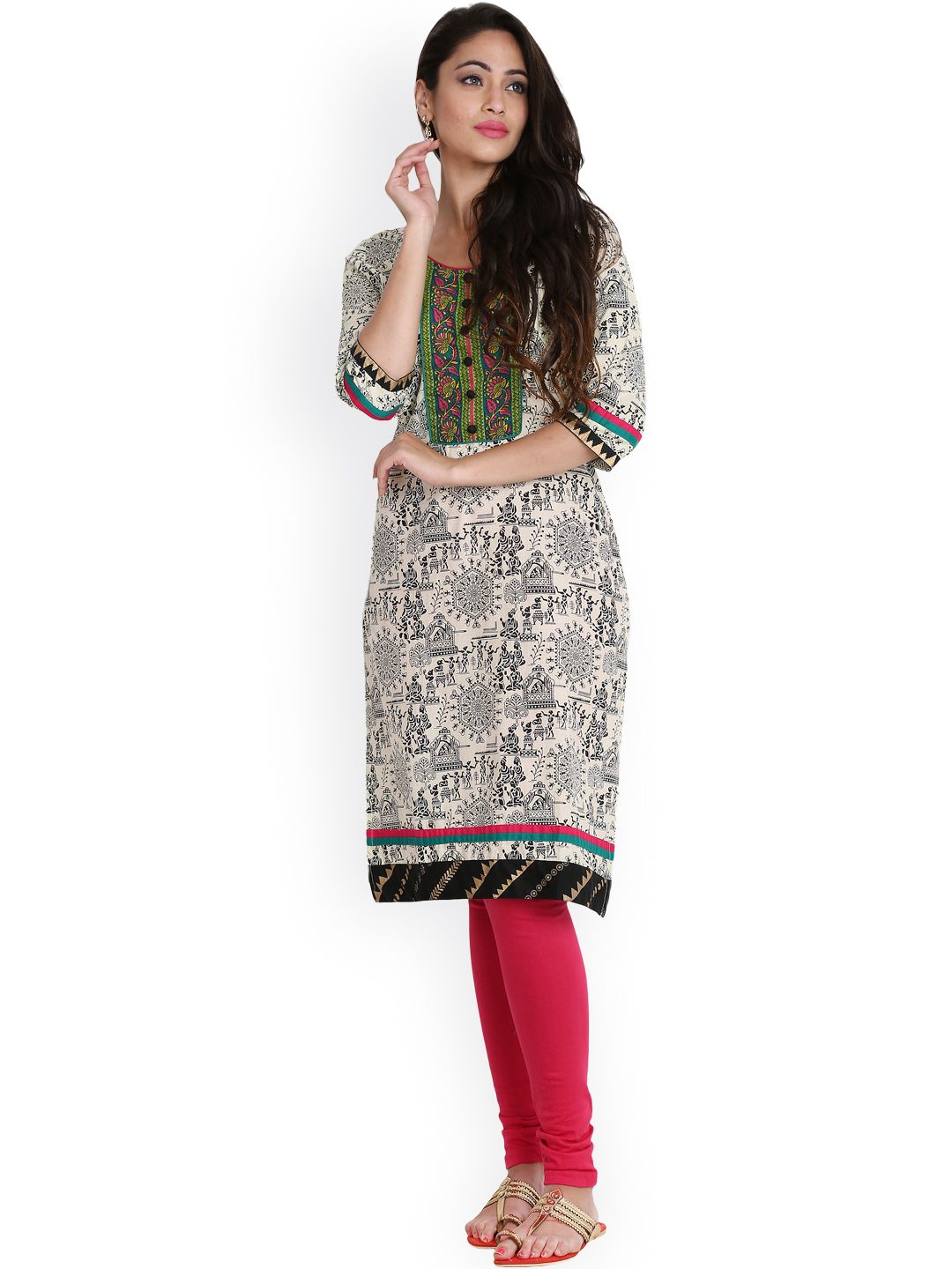 Fabnesia Off-White Printed Kurta