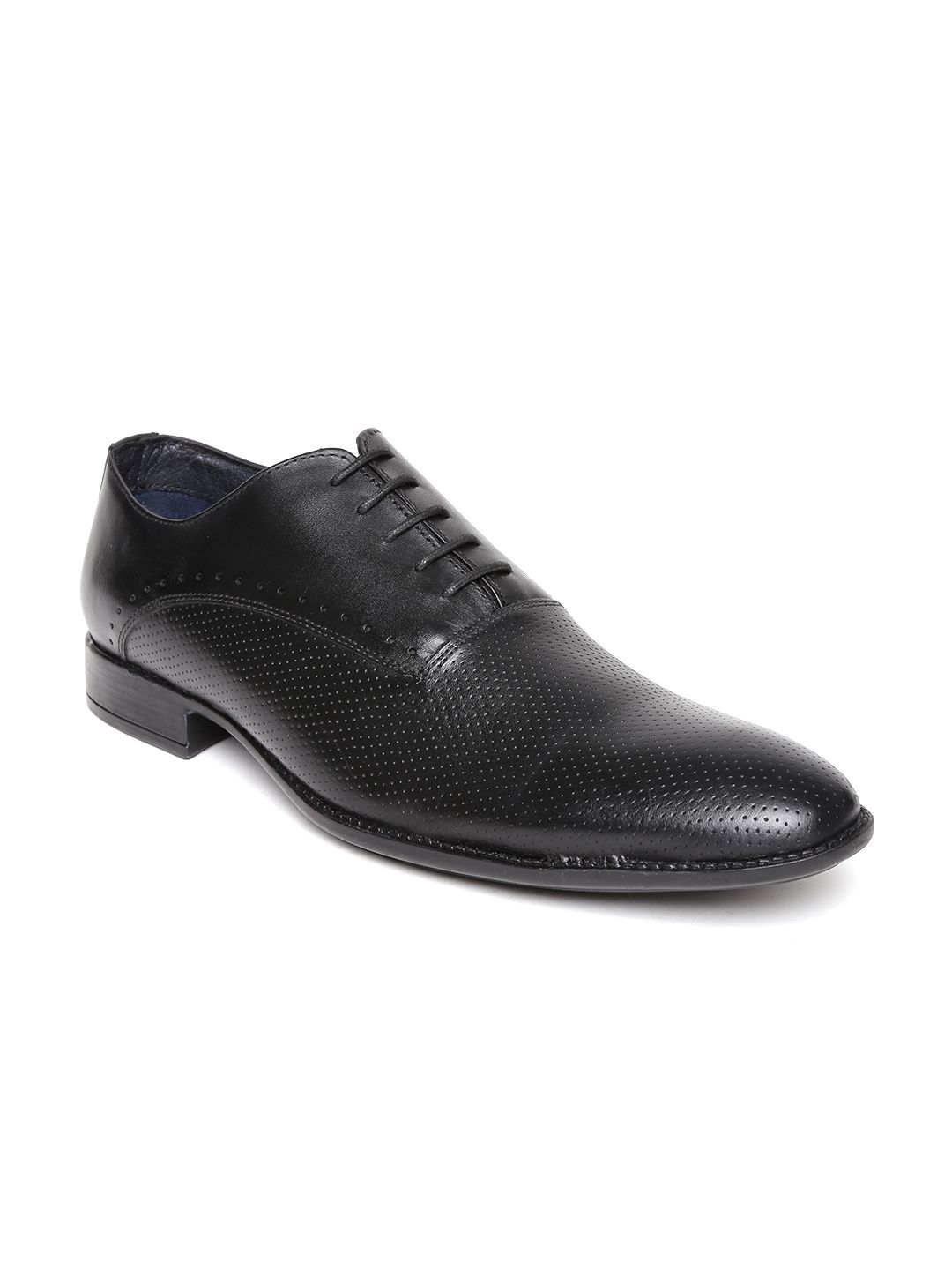 Estd. 1977 Men Black Leather Formal Shoes