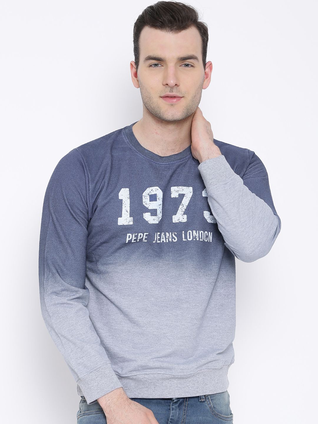 Pepe Jeans Blue & Grey Printed Sweatshirt