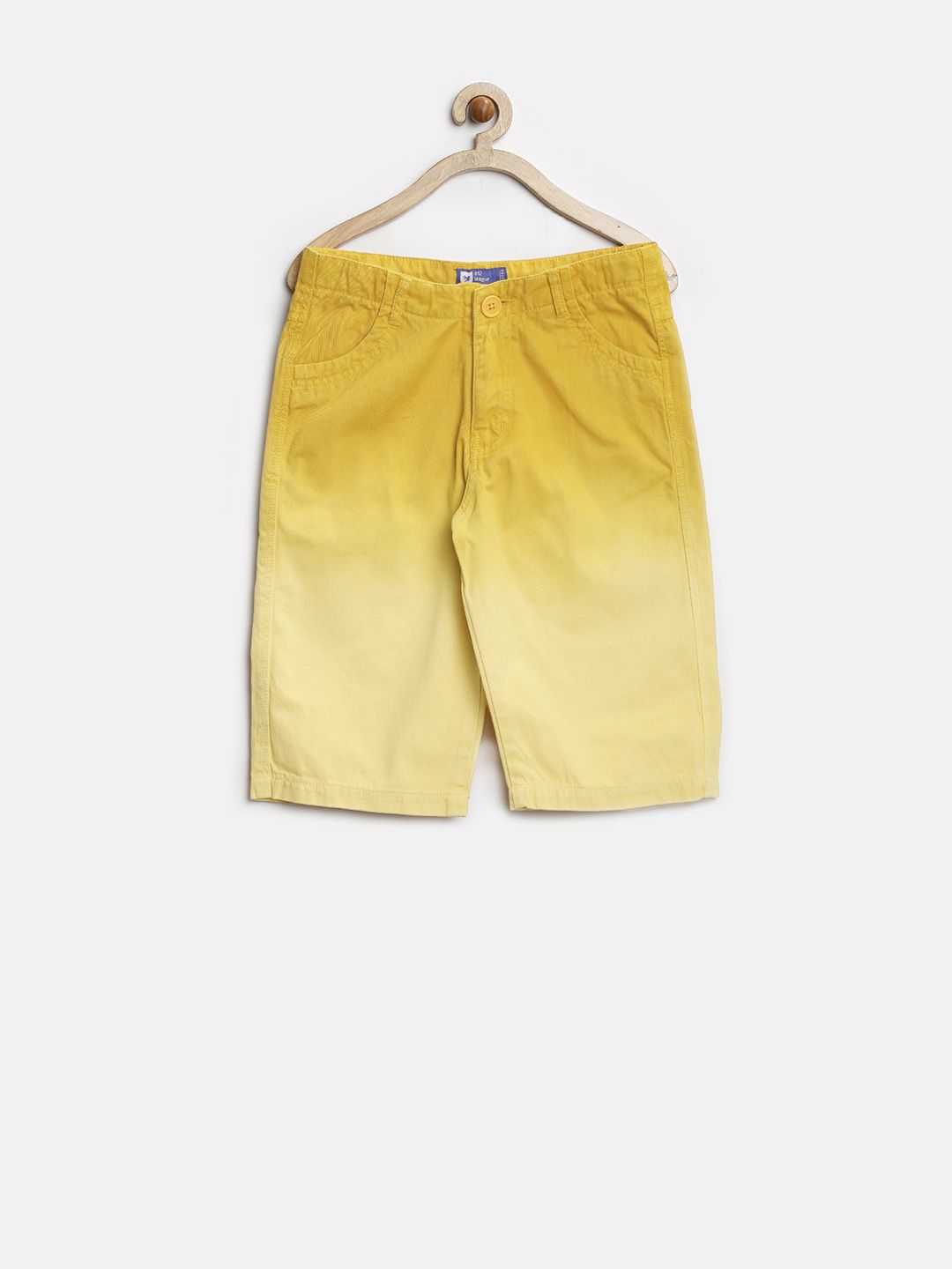 612 League Boys Mustard Yellow Ombre-Dyed 3/4th Shorts