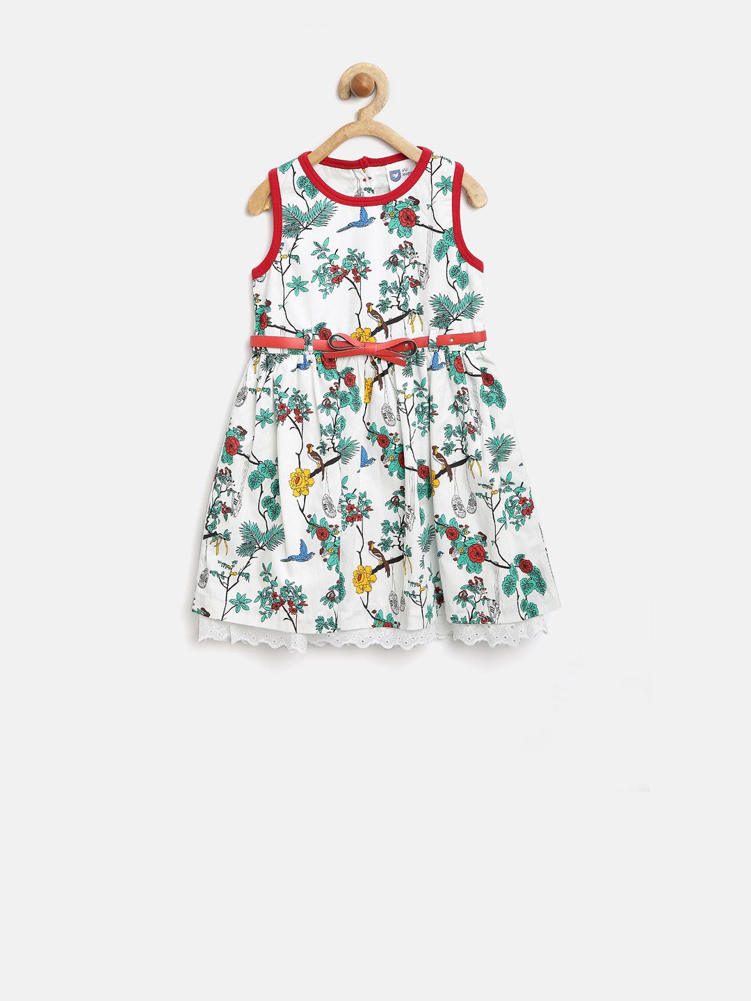 612 League Girls White Floral Print Fit & Flare Dress