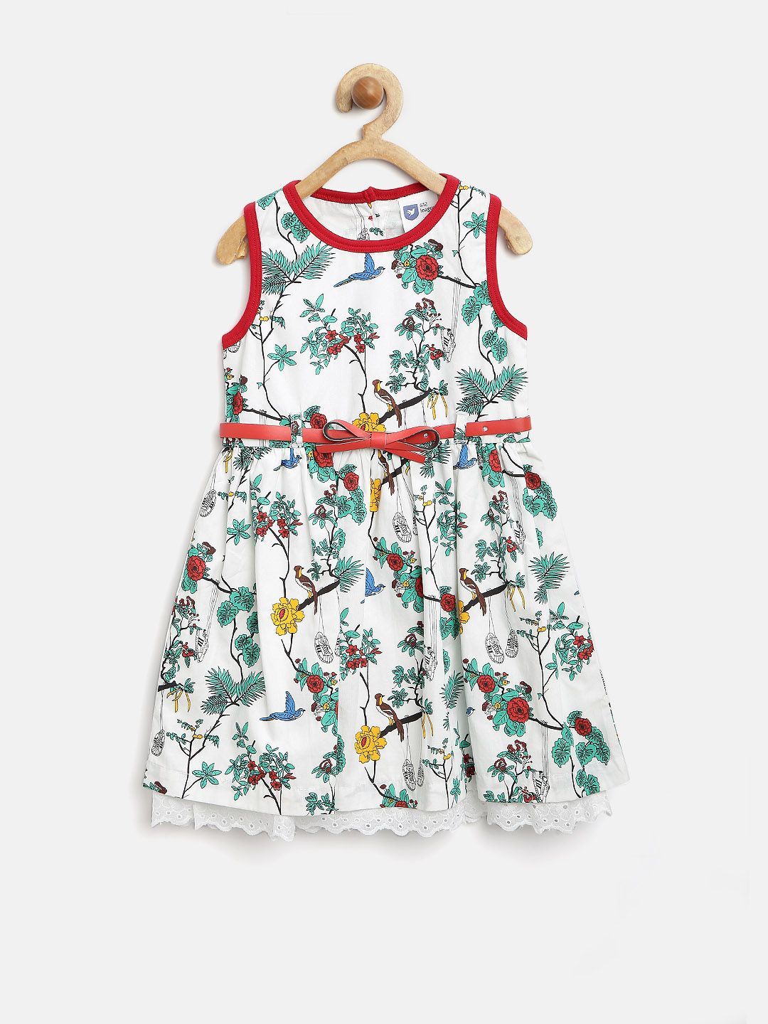 612 League Girls White Floral Print Fit & Flare Dress