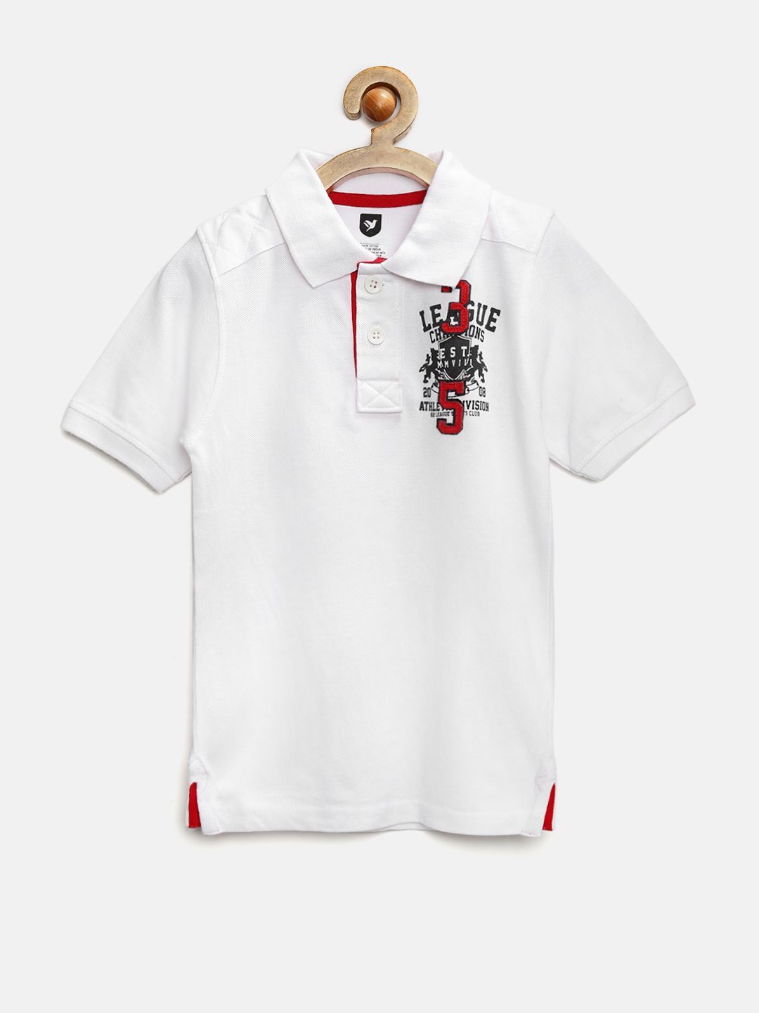 612 League Boys White Polo Pure Cotton T-shirt