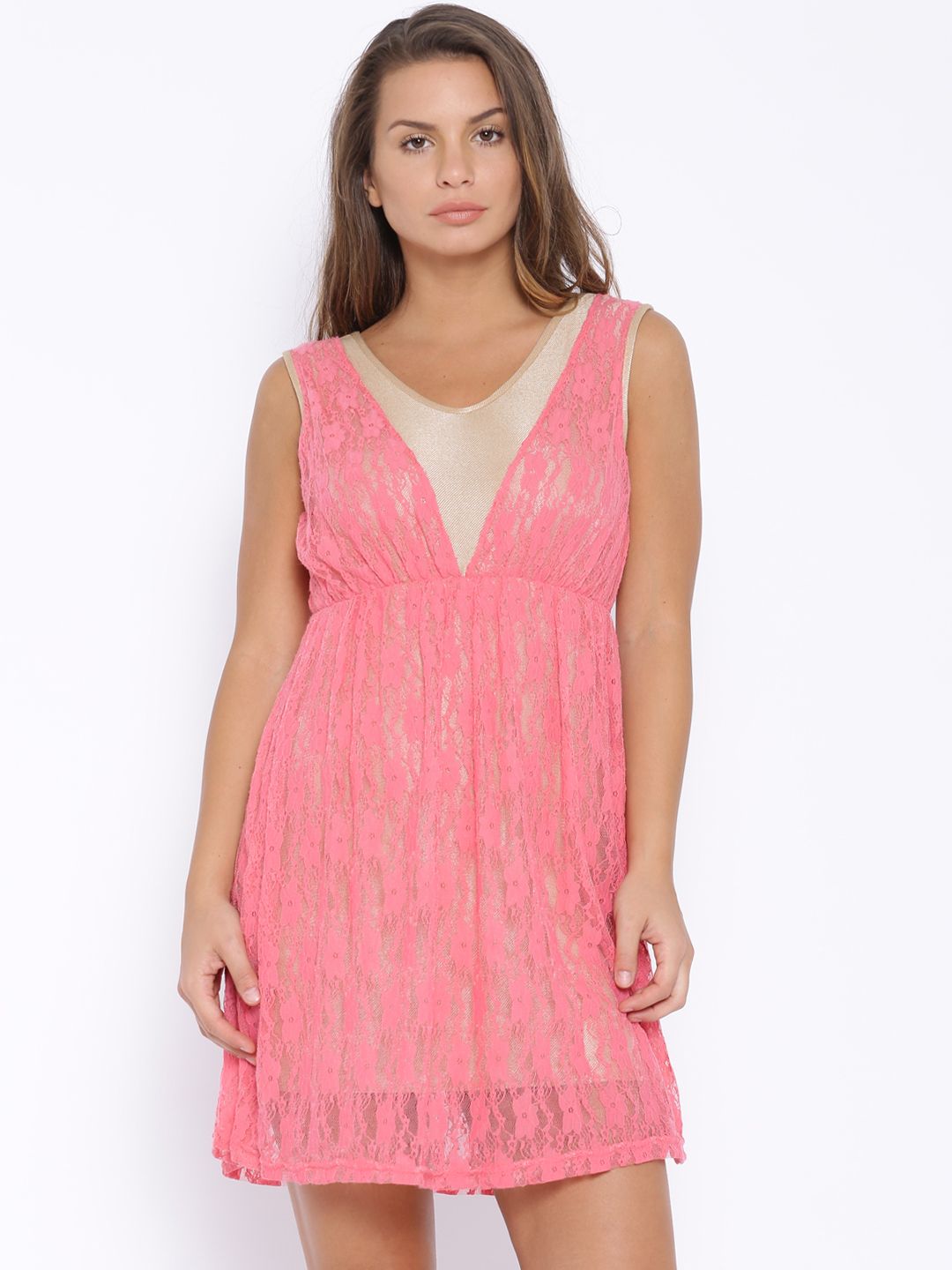 AND by Anita Dongre Pink Lace Fit & Flare Dress