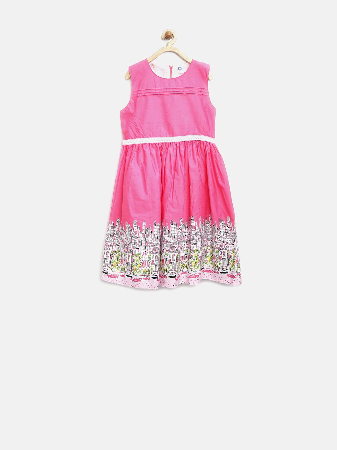 612 League Girls Pink Printed Fit & Flare Dress