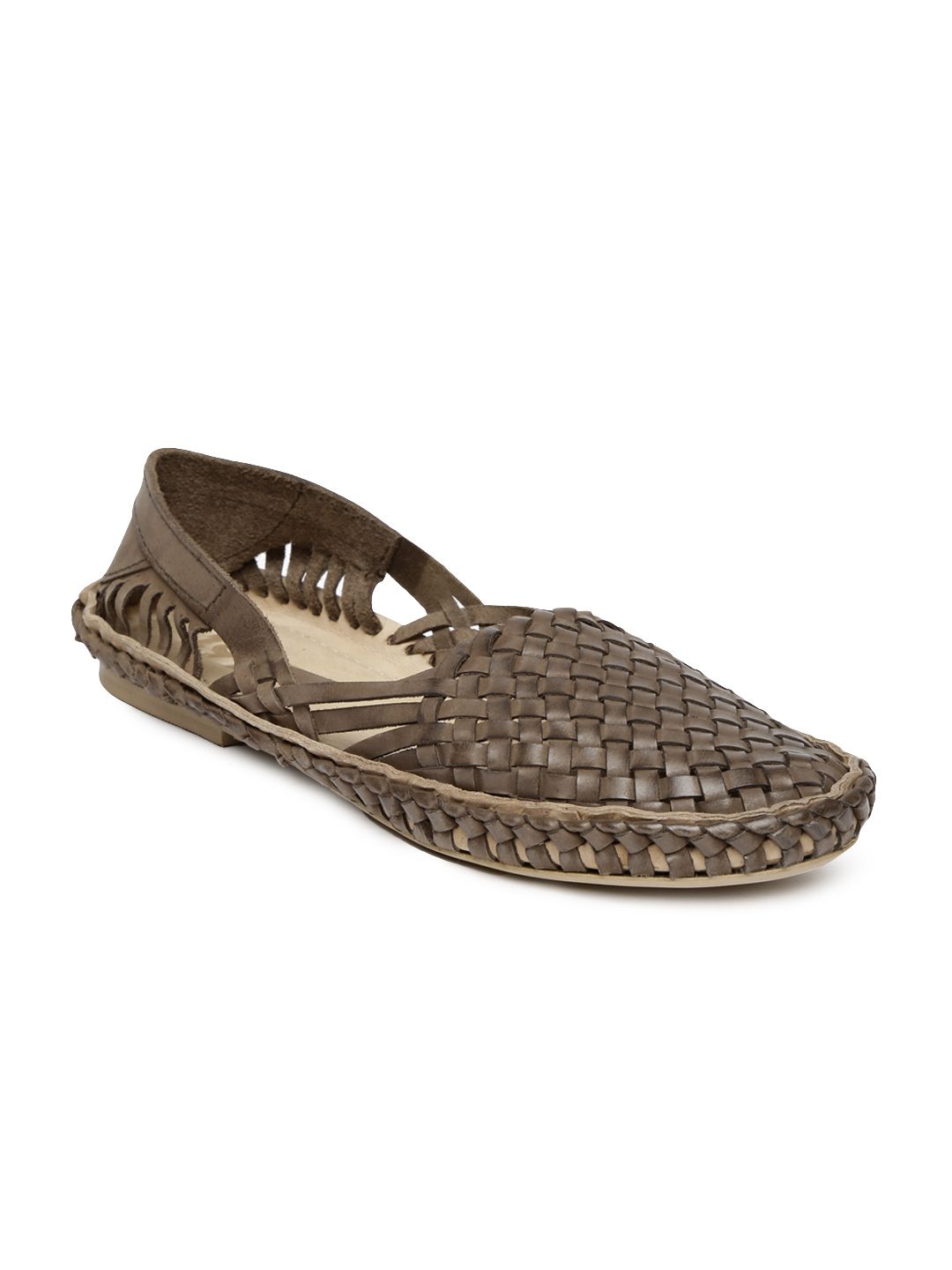Estd. 1977 Men Brown Leather Shoe-Style Sandals