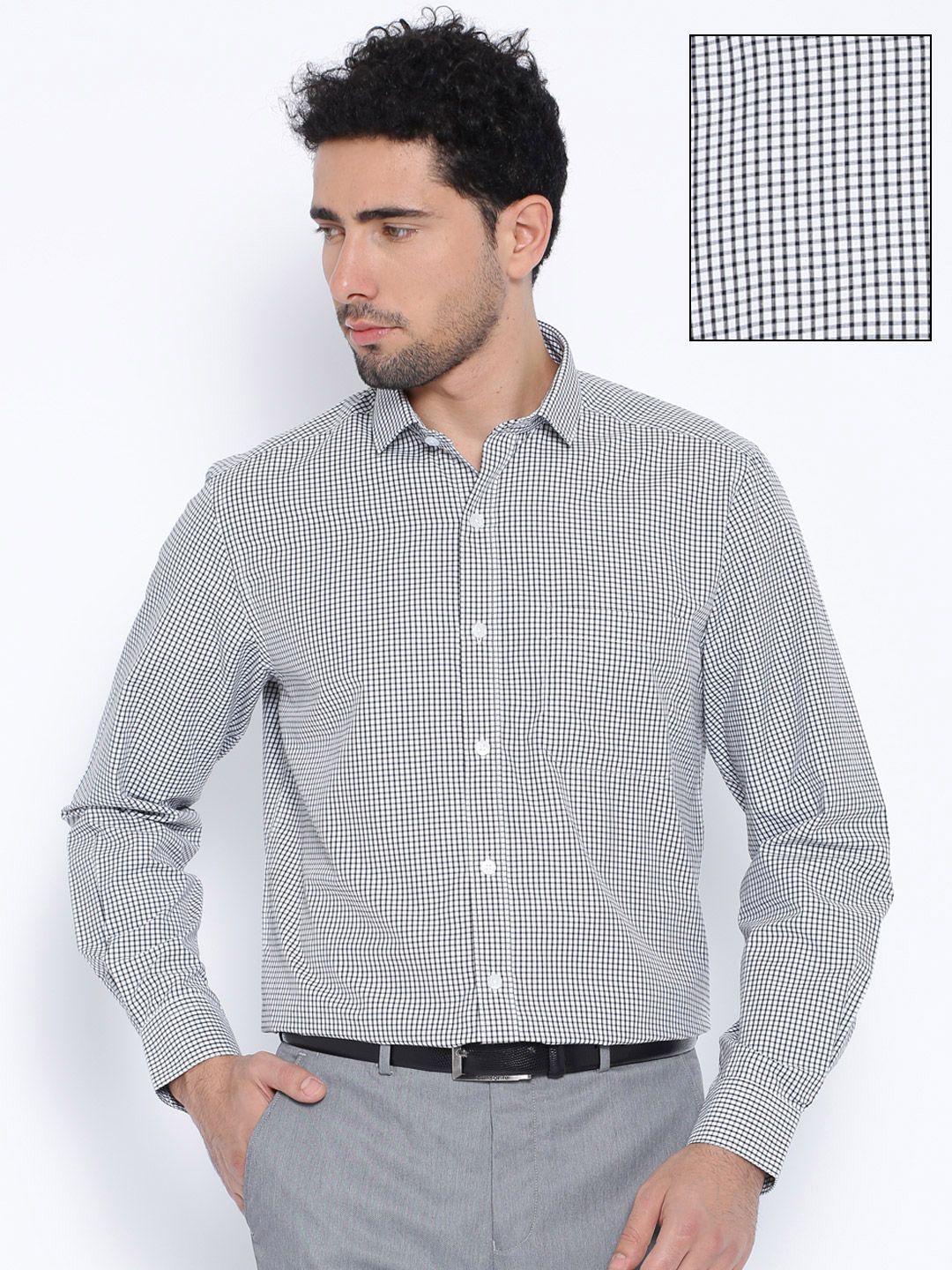 CODE by Lifestyle Men White & Black Checked Formal Shirt