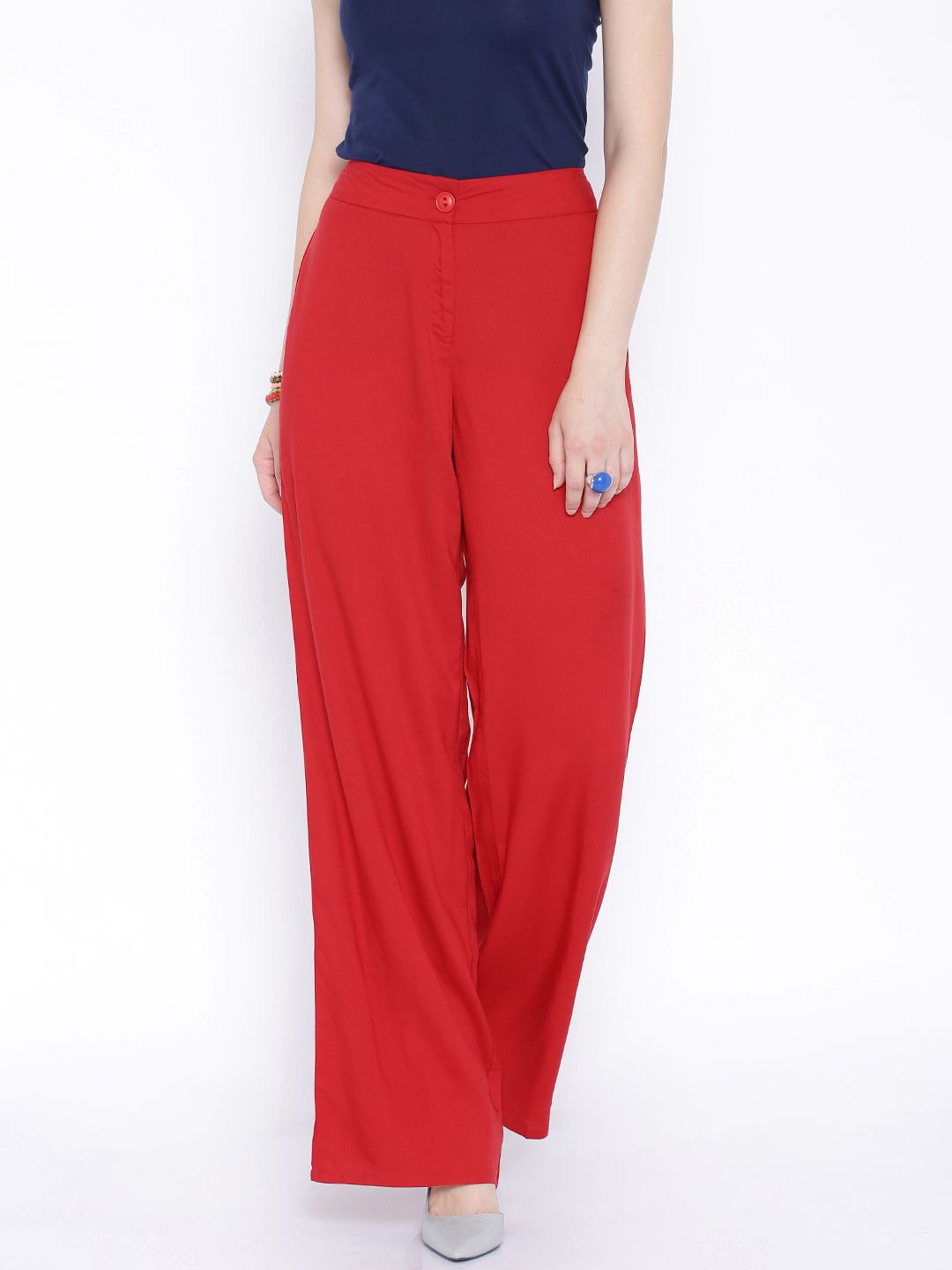 Global Desi Red Palazzo Trousers