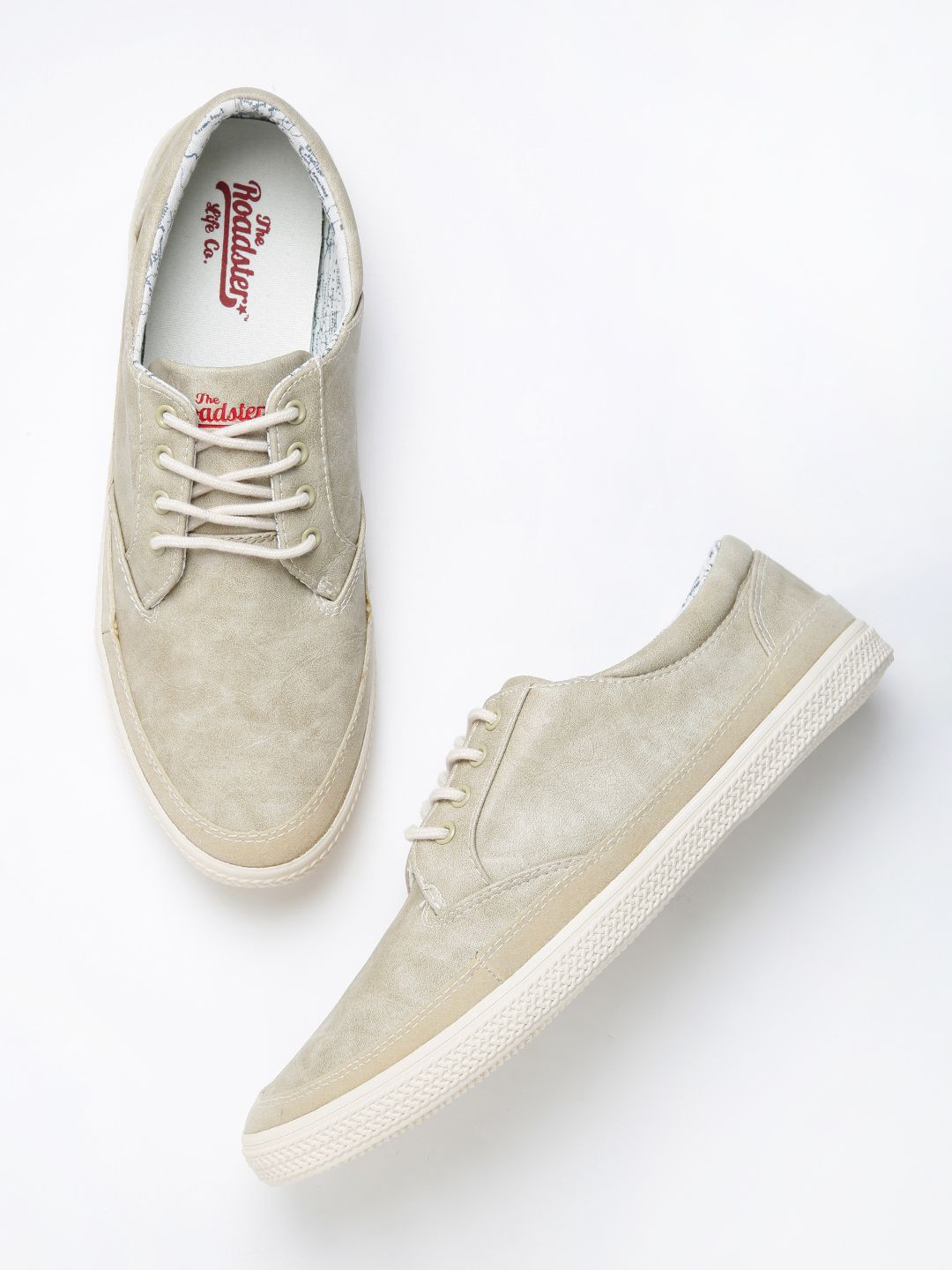 Roadster Men Beige Textured Sneakers