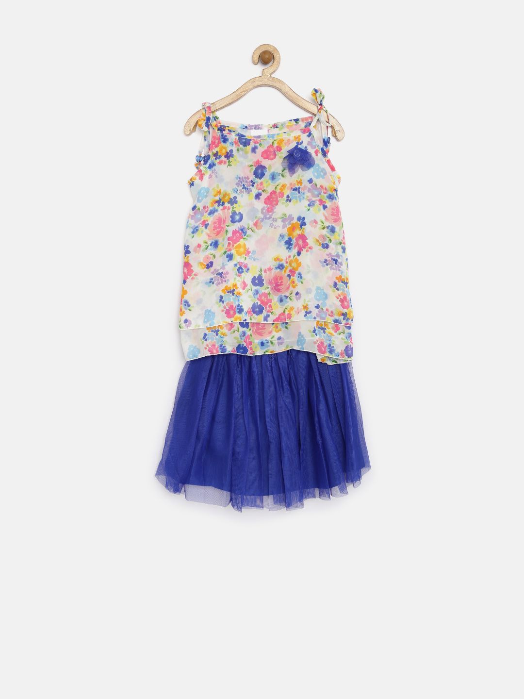 612 League Girls White & Blue Polyester Printed Clothing Set