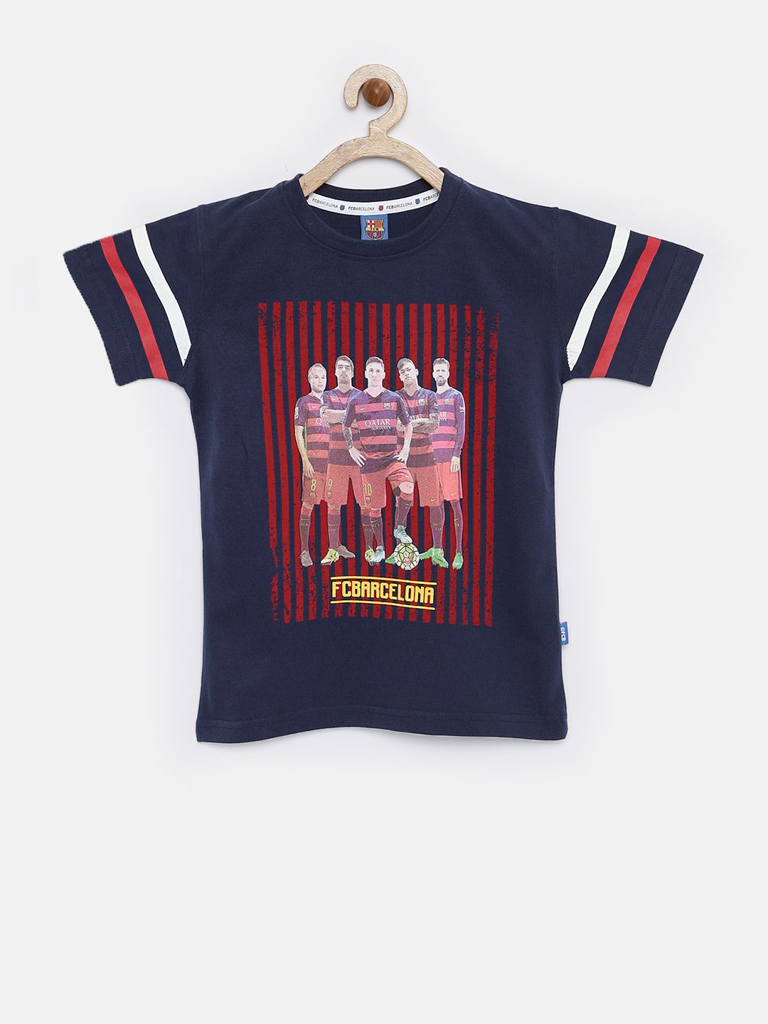 FC Barcelona Boys Navy Printed Pure Cotton T-shirt