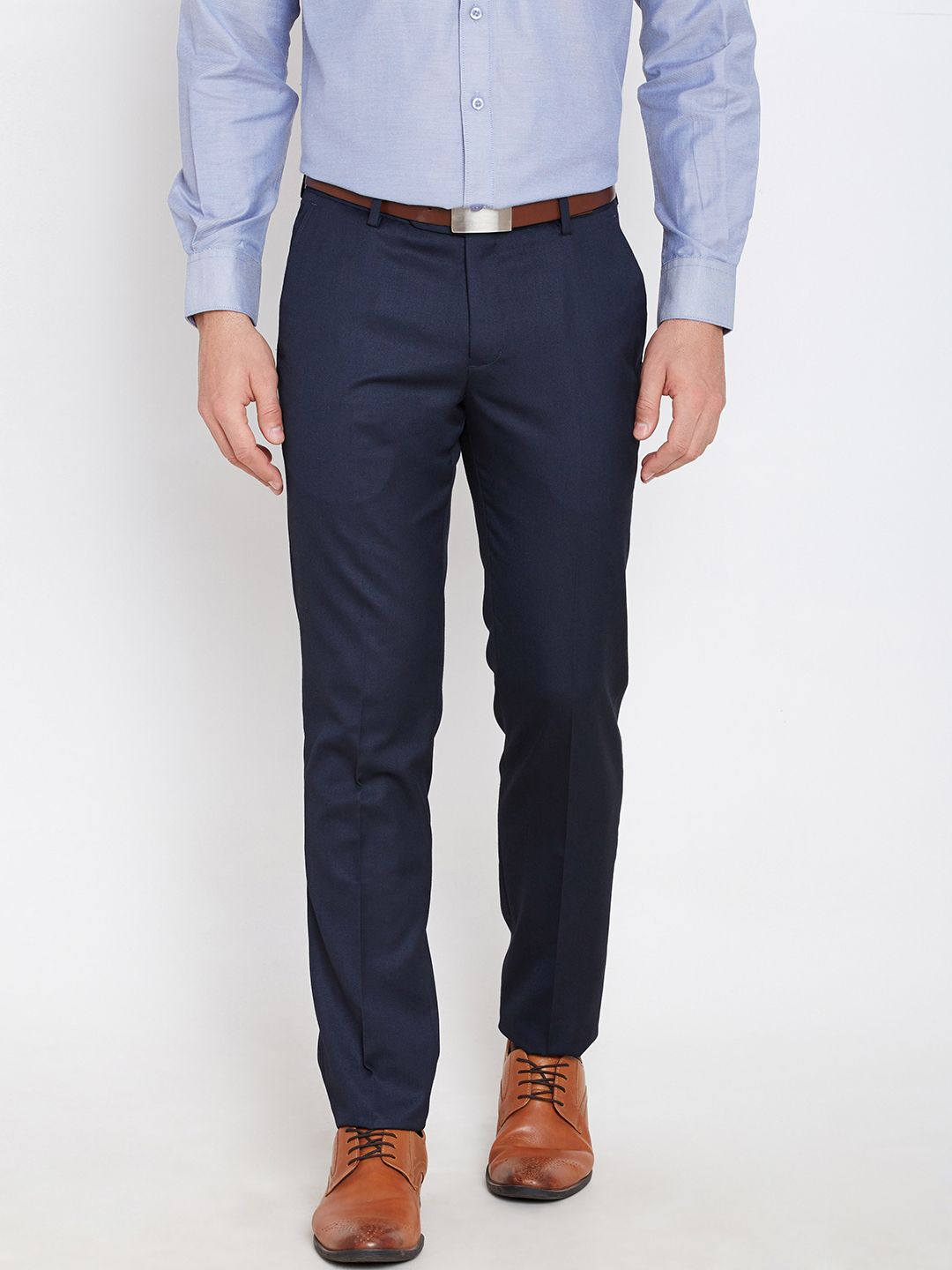 John Players Navy Slim Fit Formal Trousers