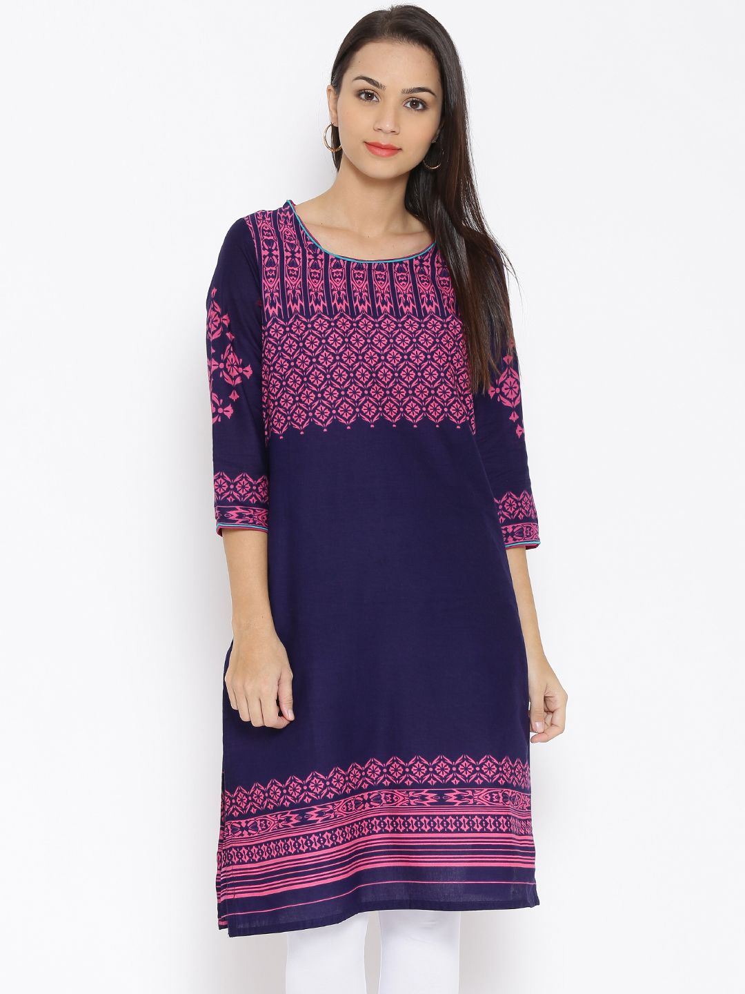 Rangmanch by Pantaloons Navy Printed Kurta