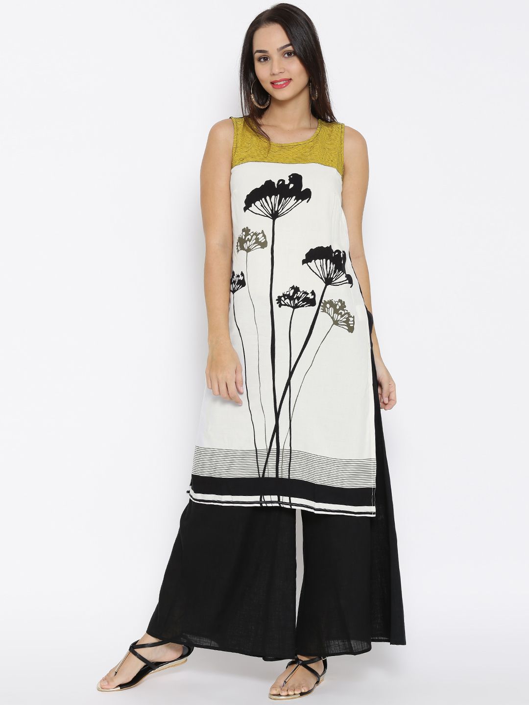Rangmanch by Pantaloons Off-White Floral Print Kurta