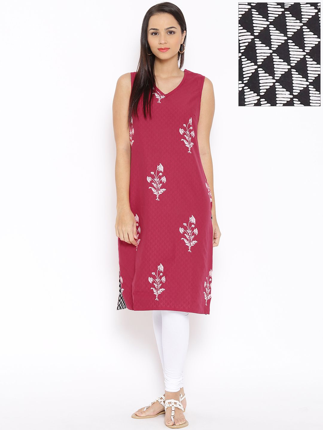 Rangmanch by Pantaloons Pink & Black Printed Reversible Kurta