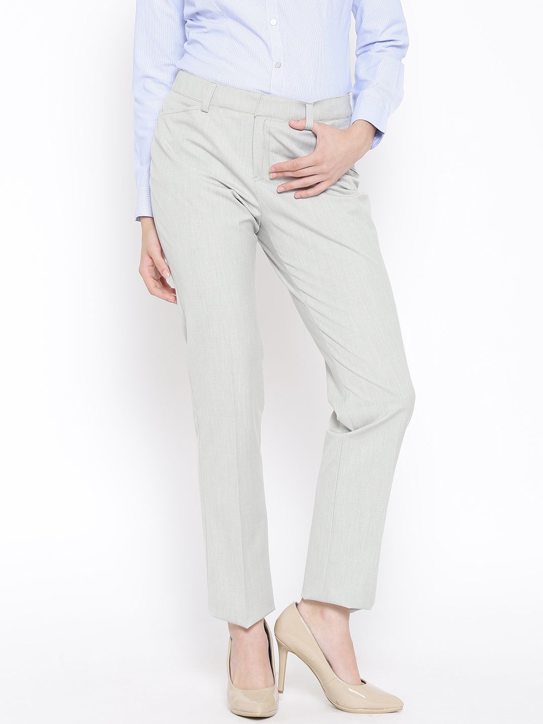 Annabelle by Pantaloons Light Grey Formal Trousers