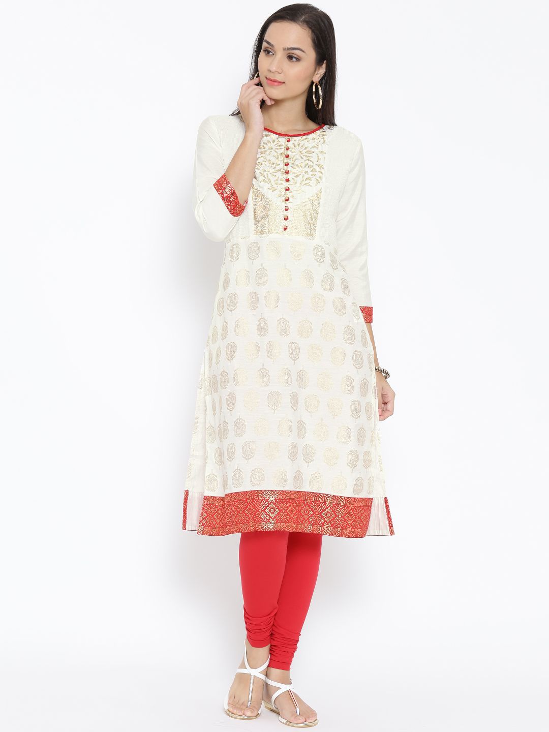 RANGMANCH BY PANTALOONS Women Off-White Printed Kurta