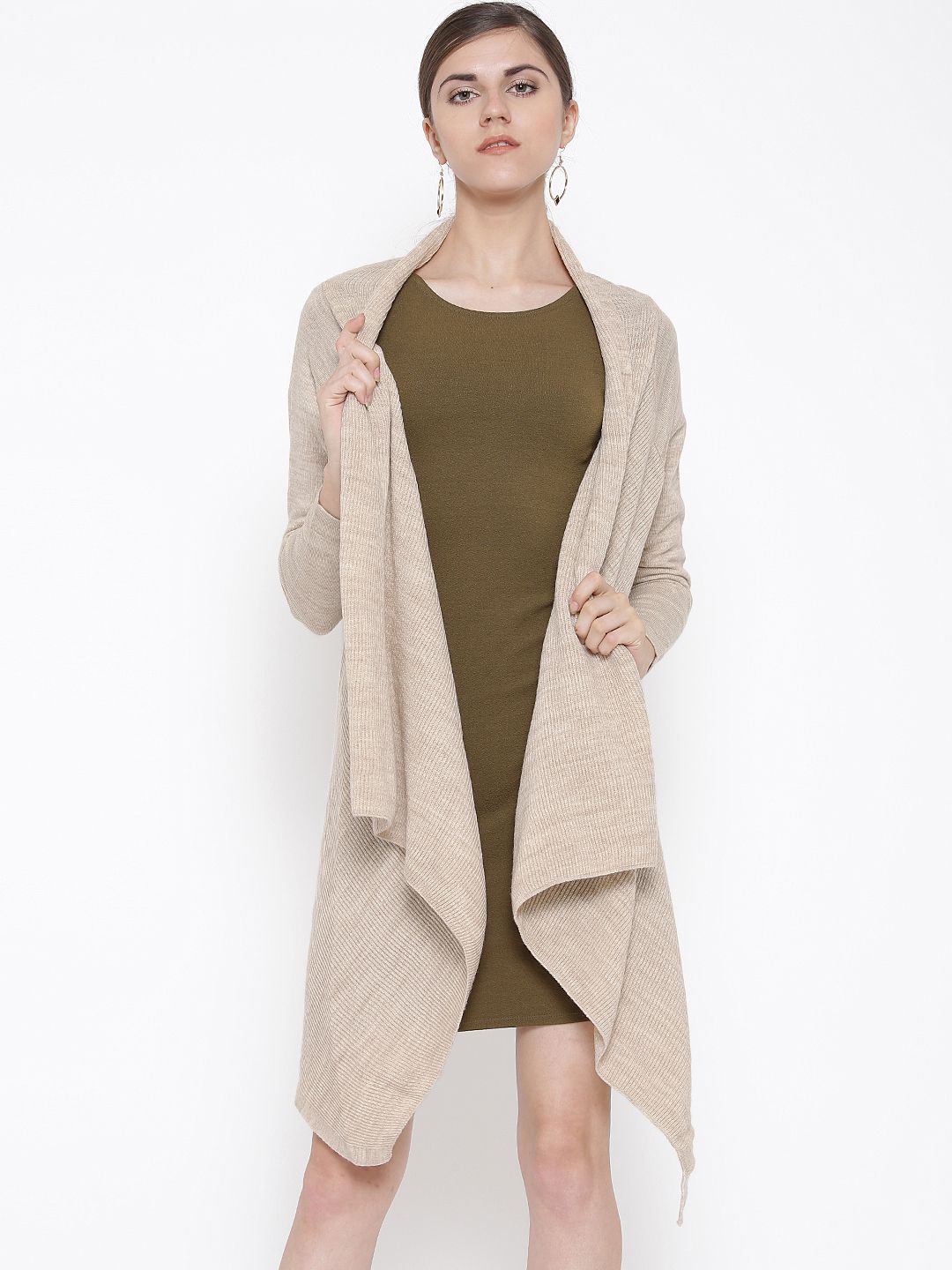 IZABEL LONDON by Pantaloons Beige Winter Shrug
