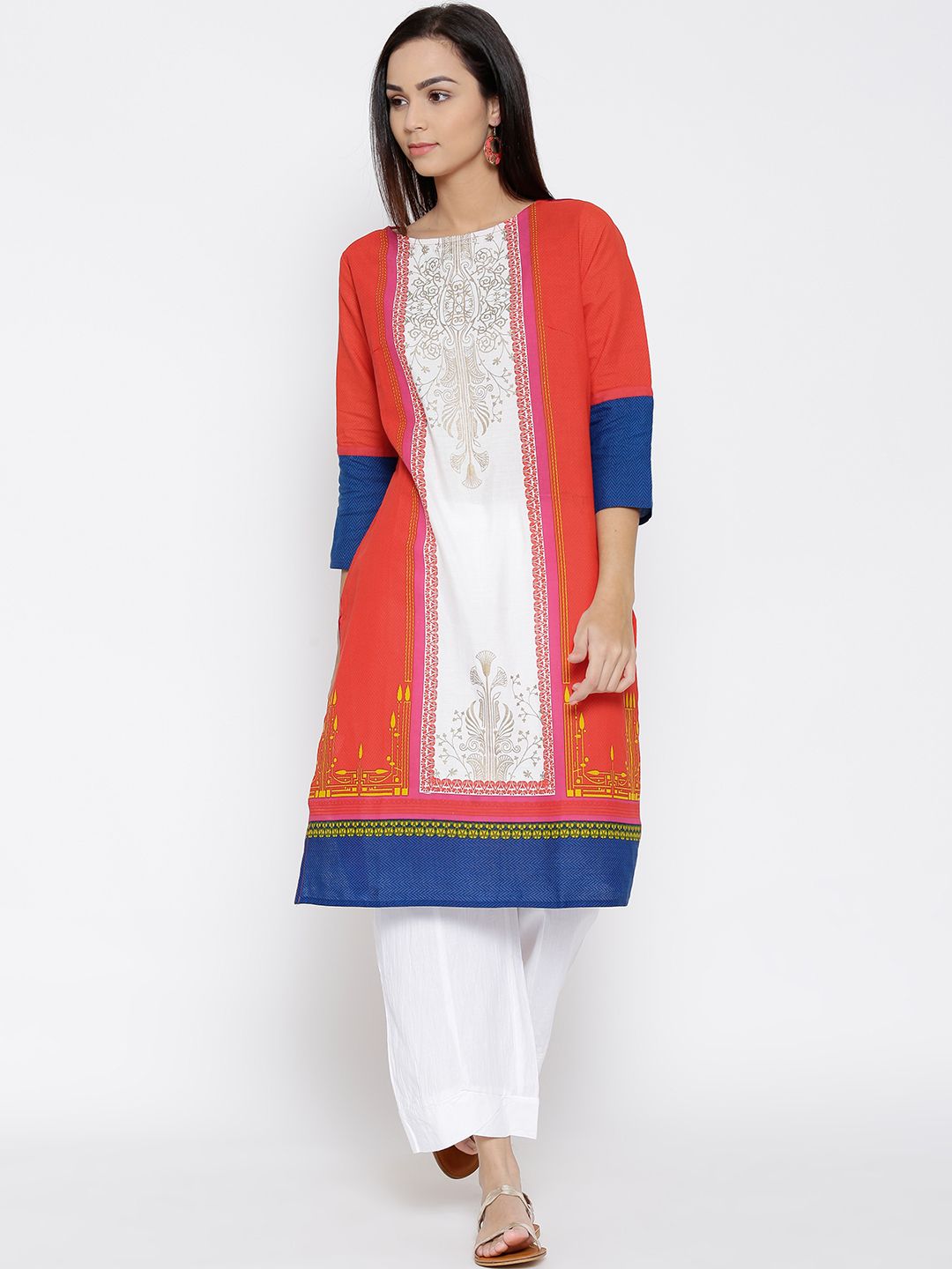 RANGMANCH BY PANTALOONS Women Orange & Pink Printed Kurta