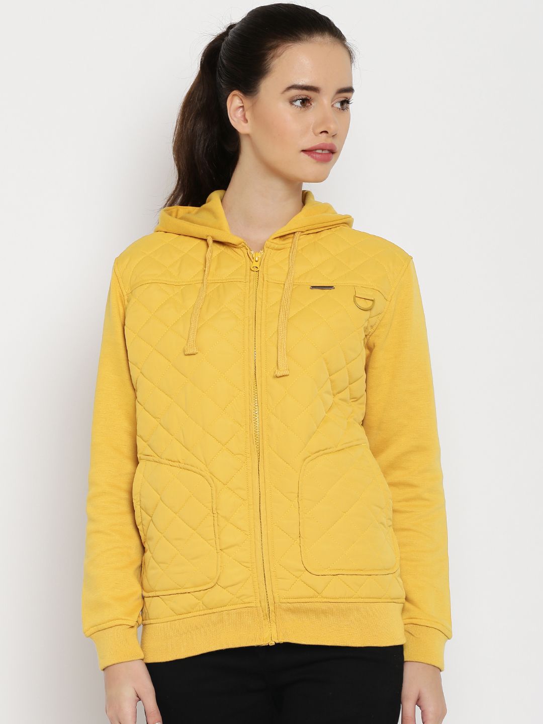 HARVARD Yellow Quilted Hooded Jacket