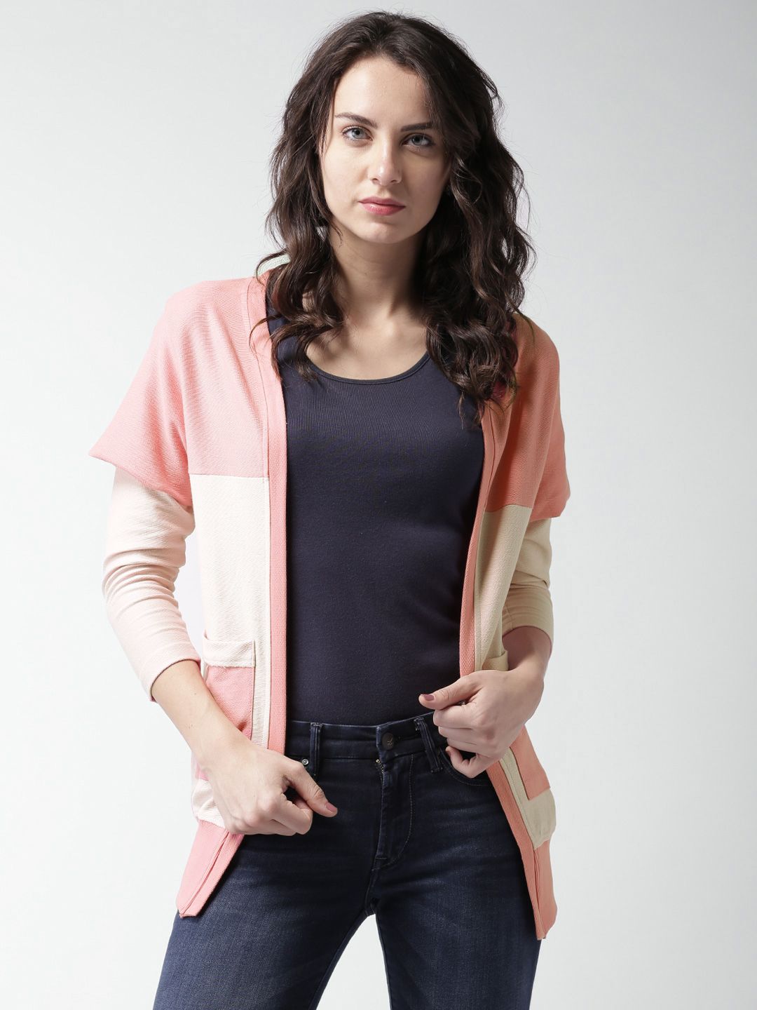 Mast & Harbour Pink Colourblocked Shrug
