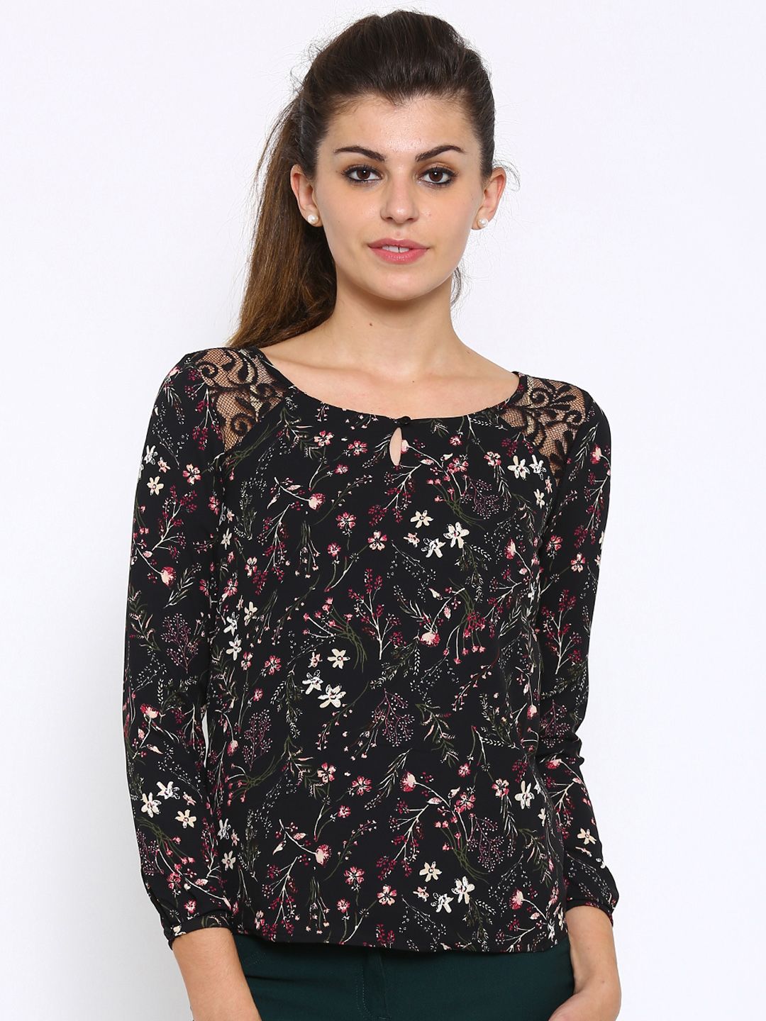Honey by Pantaloons Women Black Printed Top
