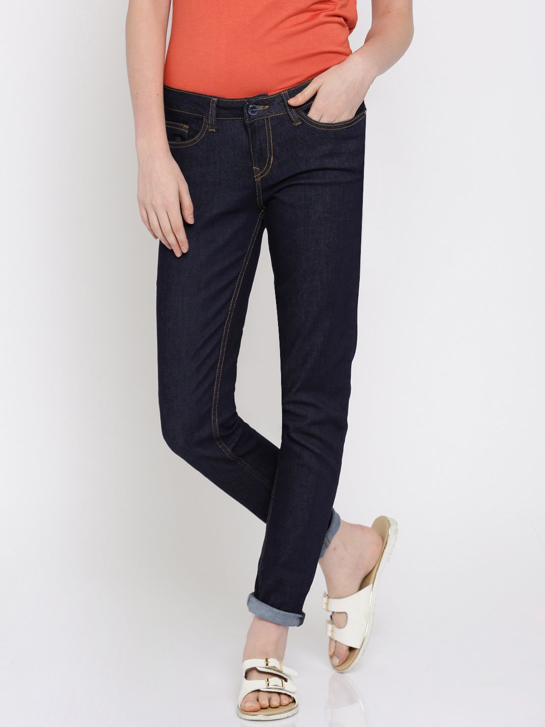 Mast & Harbour Women Navy Skinny Fit Stretchable Jeans