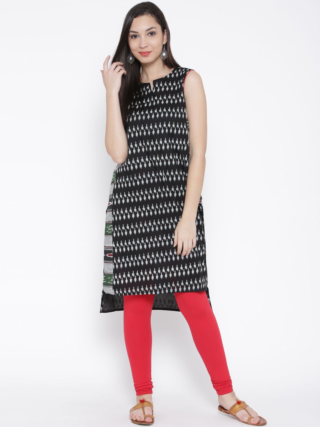 RANGMANCH BY PANTALOONS Women Black & Grey Printed Straight Kurta