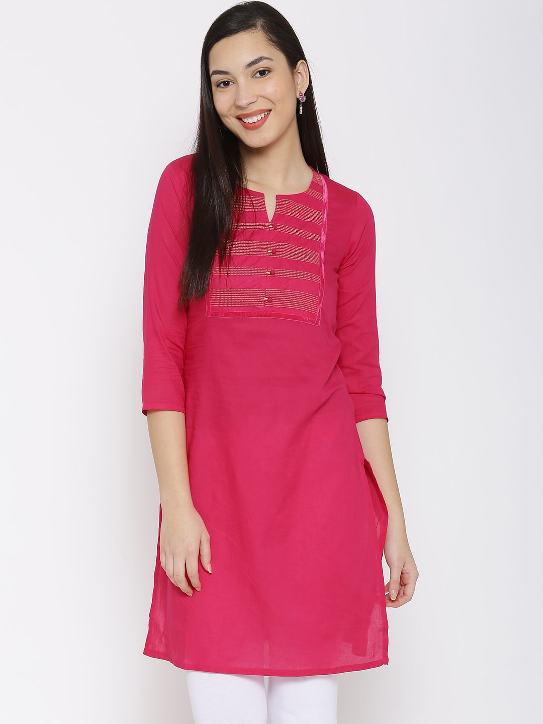 RANGMANCH BY PANTALOONS Women Pink Solid Straight Kurta