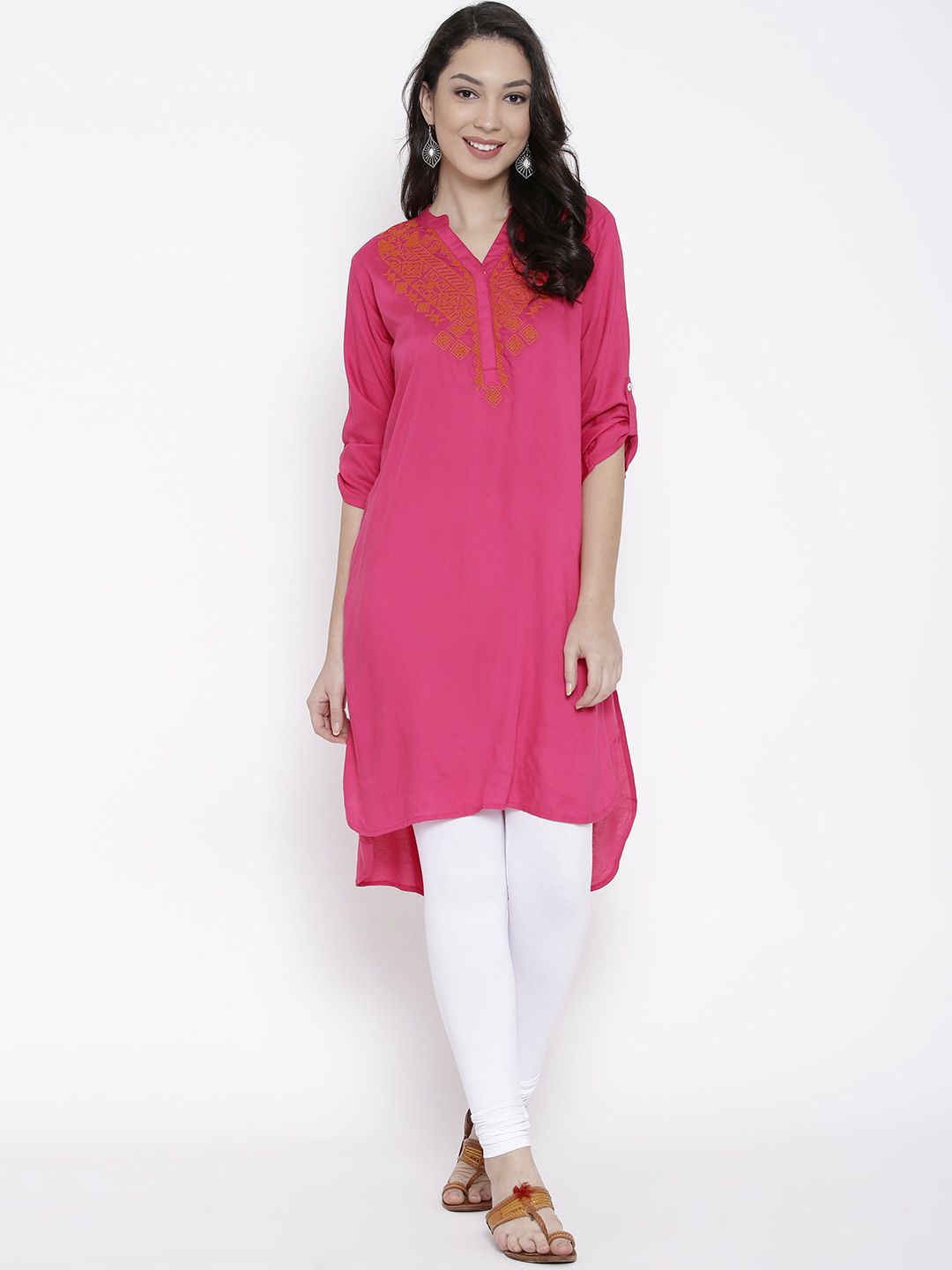 AKKRITI BY PANTALOONS Pink Embroidered Kurta