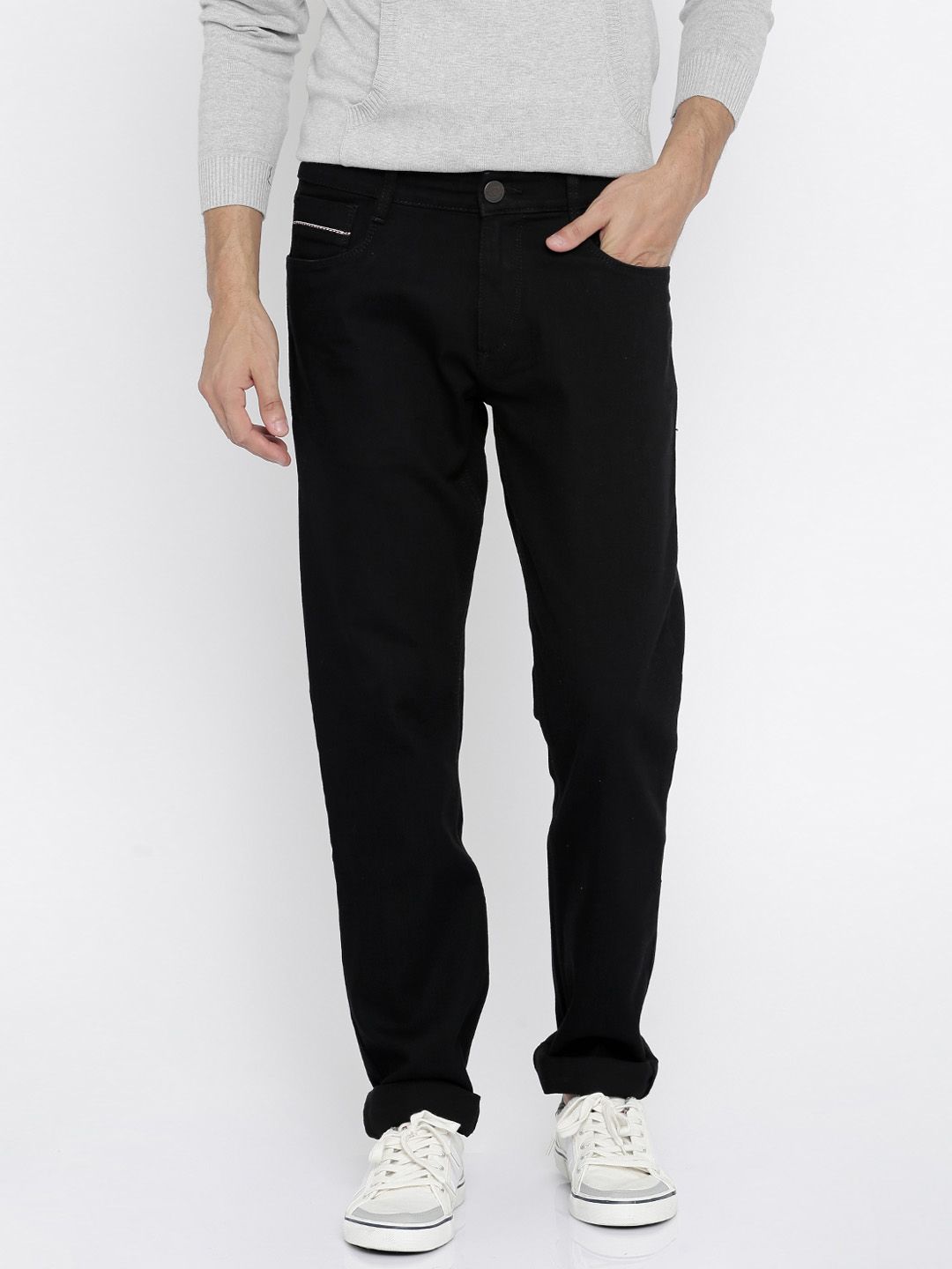 John Players Men Black Slim Fit Low-Rise Clean Look Jeans