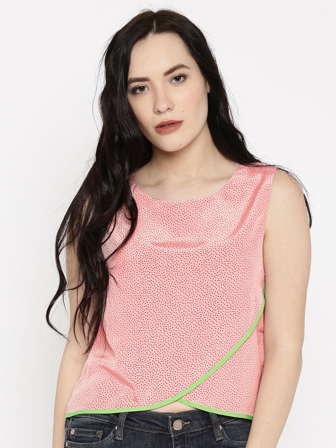 Kook N Keech Women Peach-Coloured Printed Overlapping Top