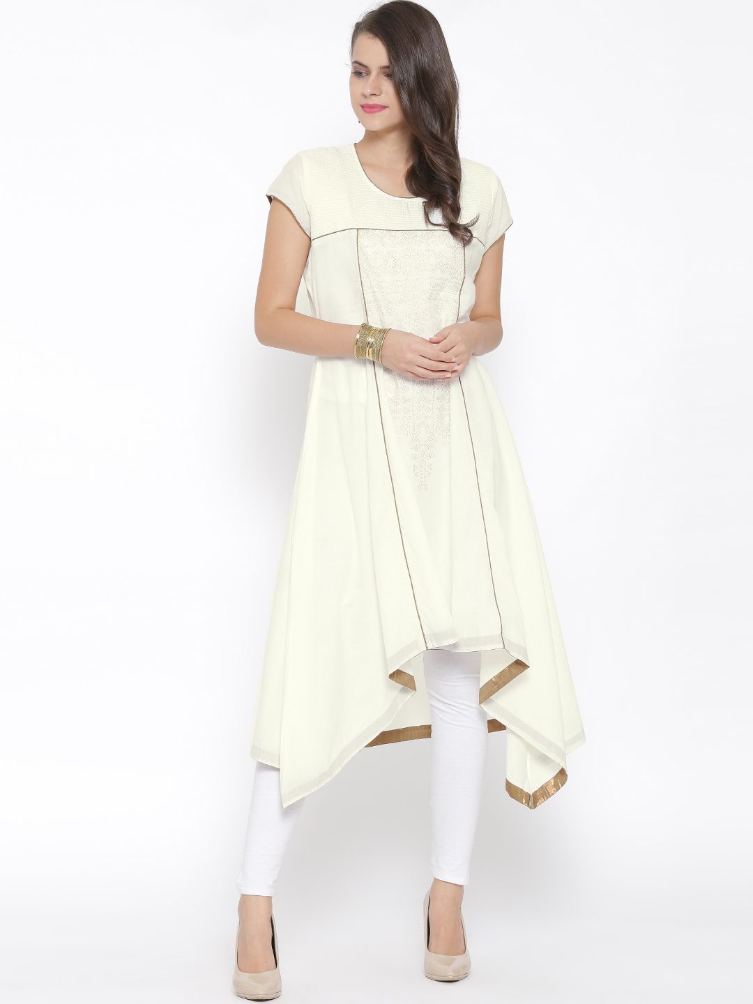 RANGMANCH BY PANTALOONS Women Off-White Printed A-Line Kurta
