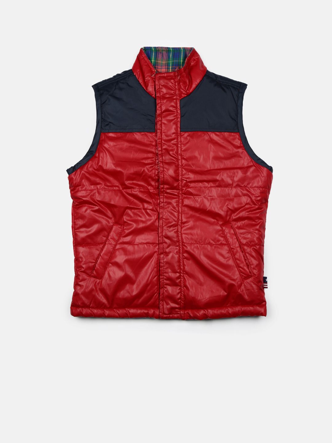 U.S. Polo Assn. Kids Boys Multicoloured Reversible Sleeveless Puffer Jacket