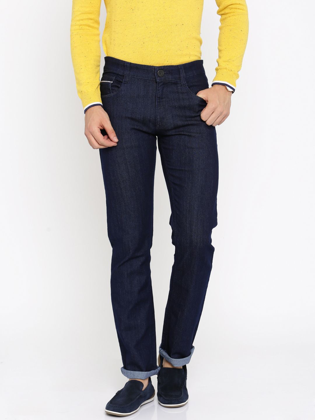 John Players Men Blue Slim Fit Mid-Rise Clean Look Jeans
