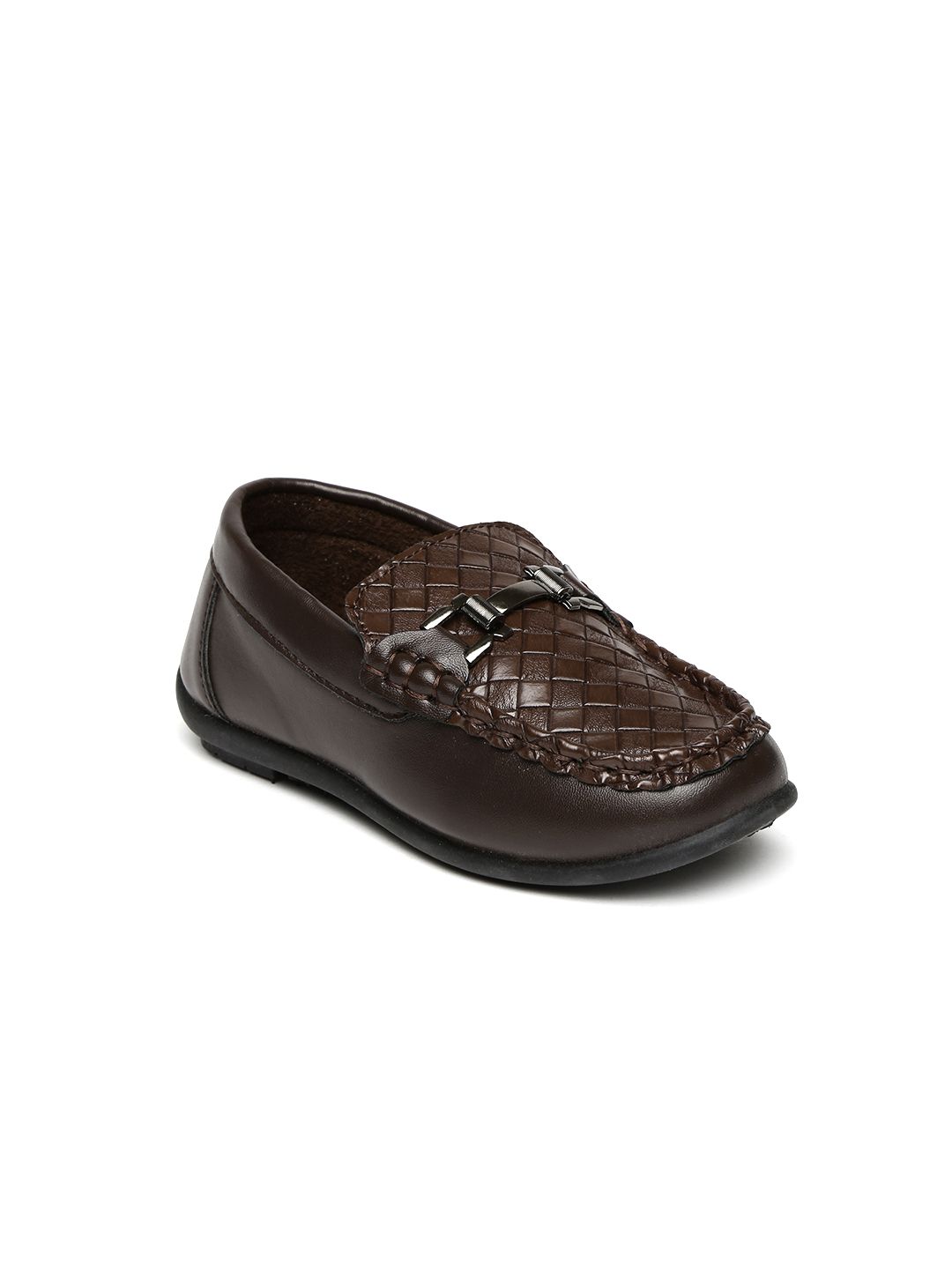Kittens Boys Coffee Brown Textured Loafers