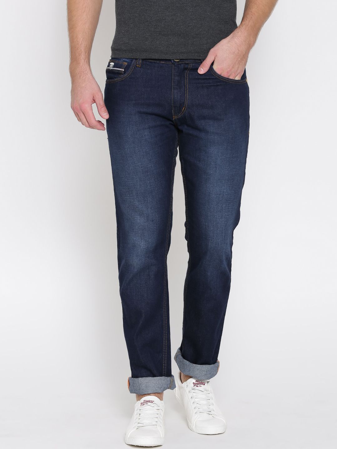 John Players Men Navy Blue Slim Fit Low Rise Clean Look Jeans
