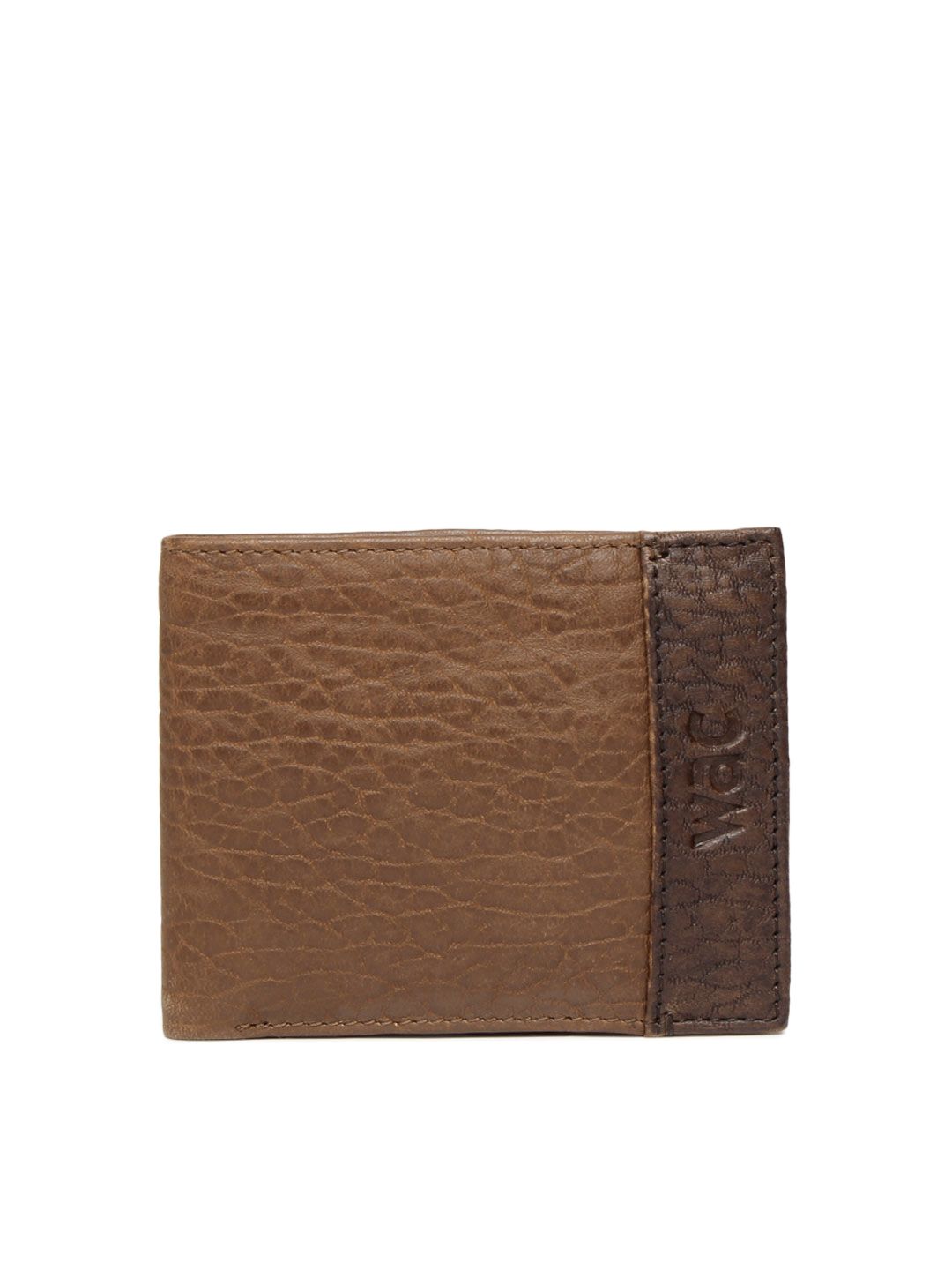 WAC Men Brown Textured Wallet