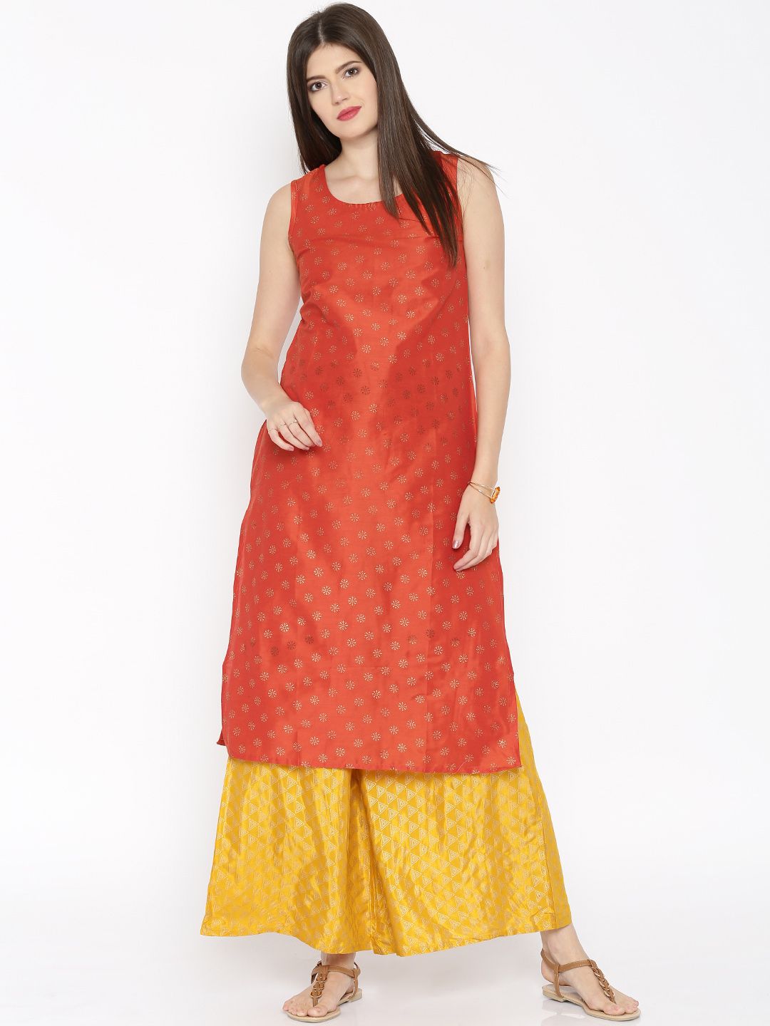 RANGMANCH BY PANTALOONS Women Orange Printed Straight Kurta