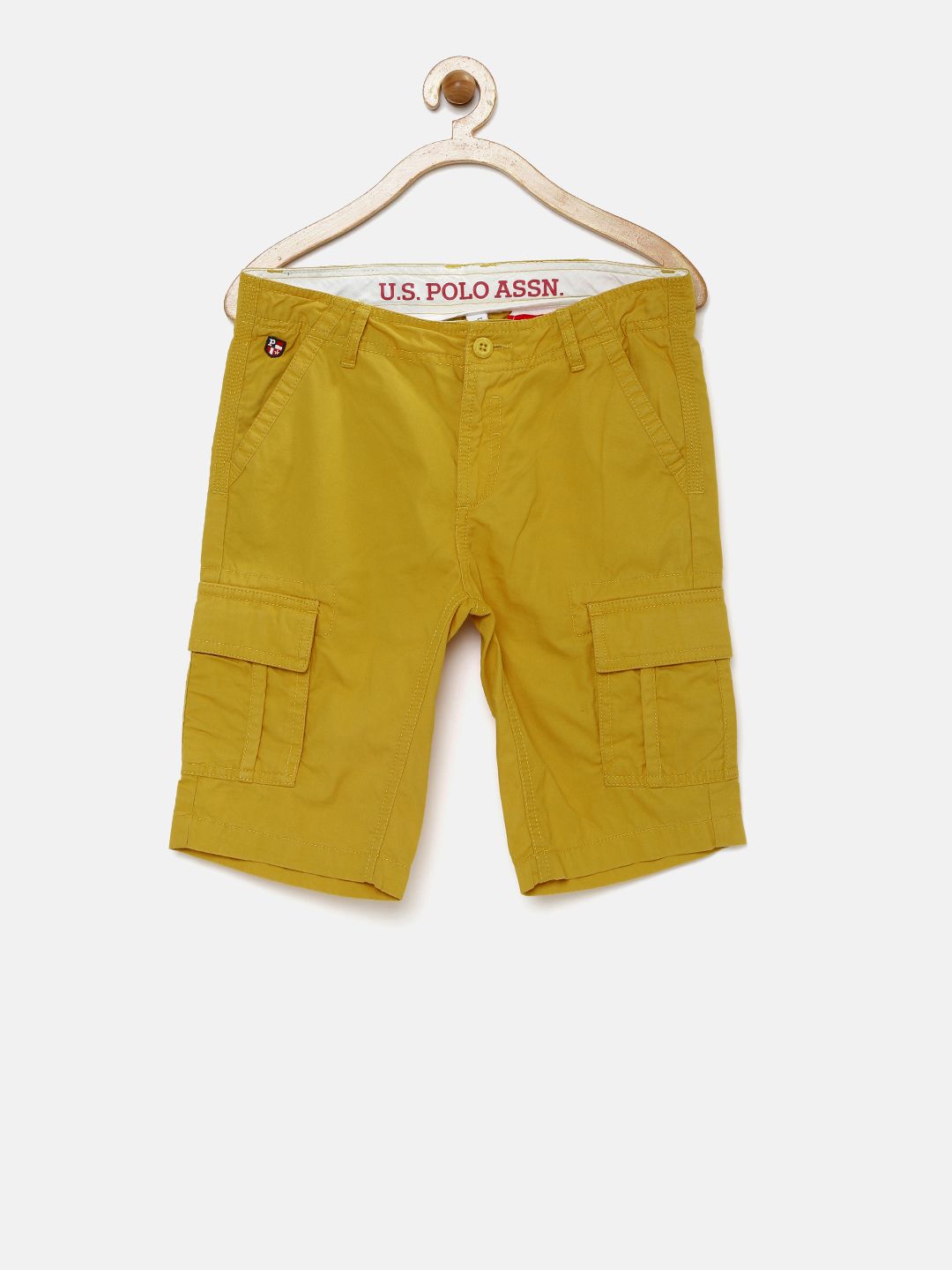 U.S. Polo Assn. Kids Boys Mustard Solid Regular Fit Cargo Shorts