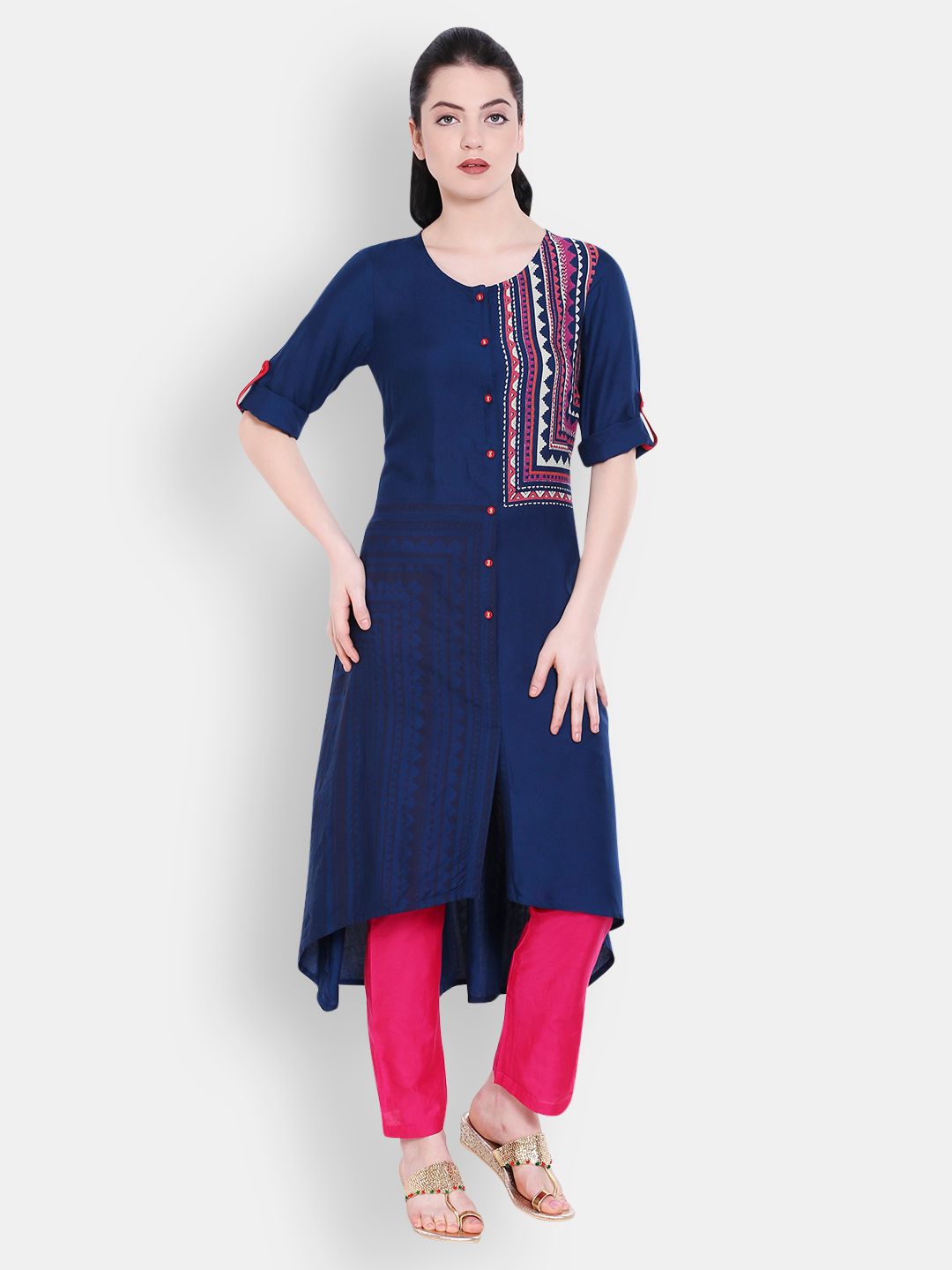 RANGMANCH BY PANTALOONS Women Blue Printed A-Line Kurta