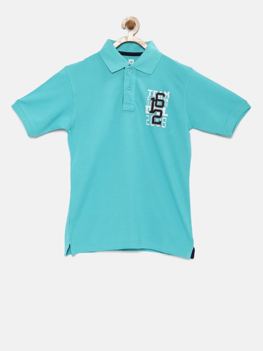 612 league Boys Blue Solid Polo Collar T-shirt